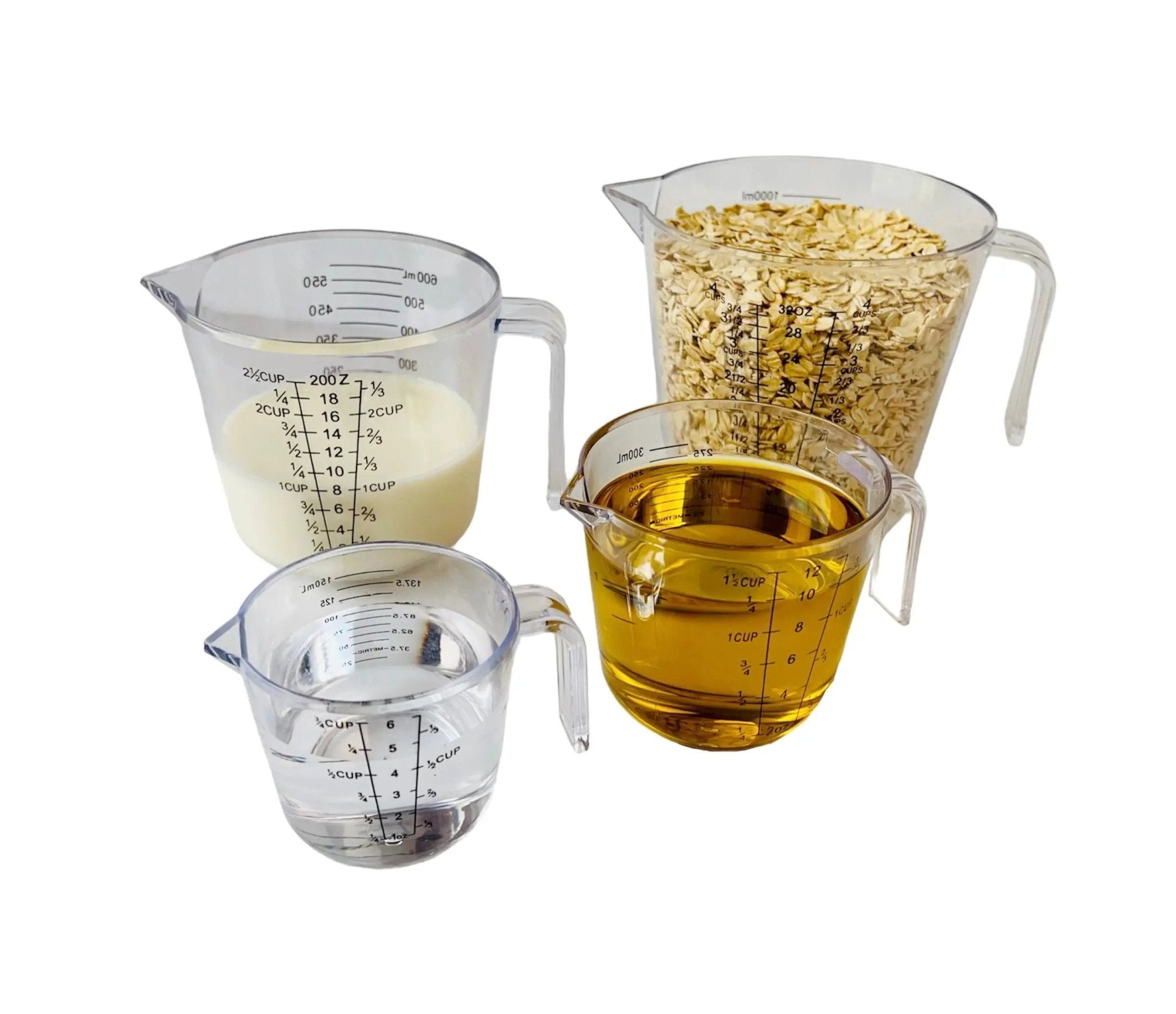 Plastic Measuring Cups for Dry and Liquid Ingredients 4 Pieces - measuring cups and spoons