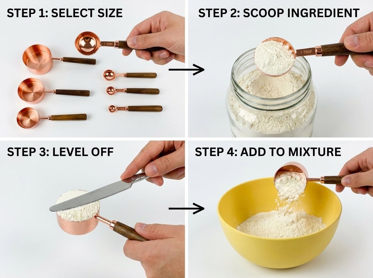 Rose Gold Measuring Cups and Spoons Set 8 Piec - measuring cups and spoons