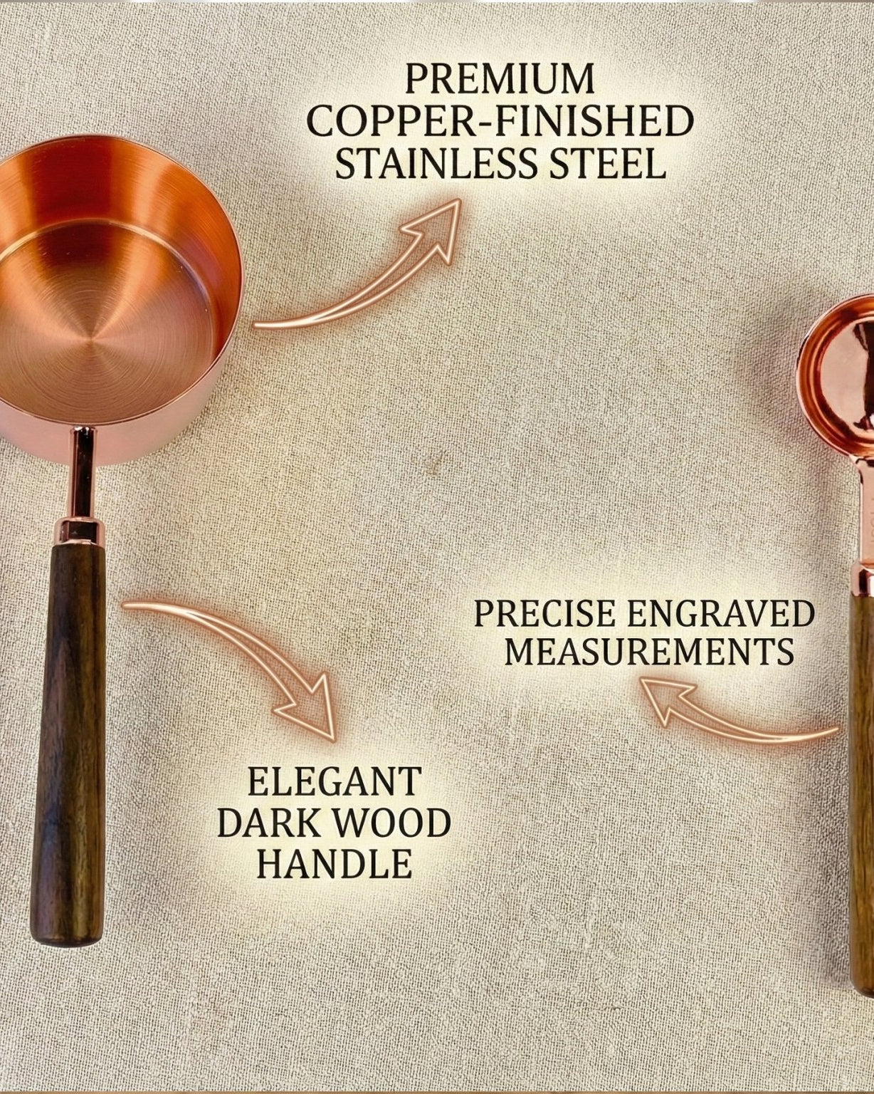 Rose Gold Measuring Cups and Spoons Set 8 Piec - measuring cups and spoons