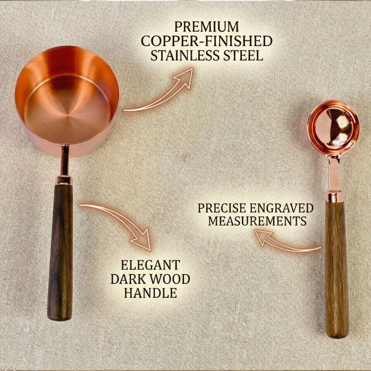 Rose Gold Measuring Cups and Spoons Set 8 Piec - measuring cups and spoons