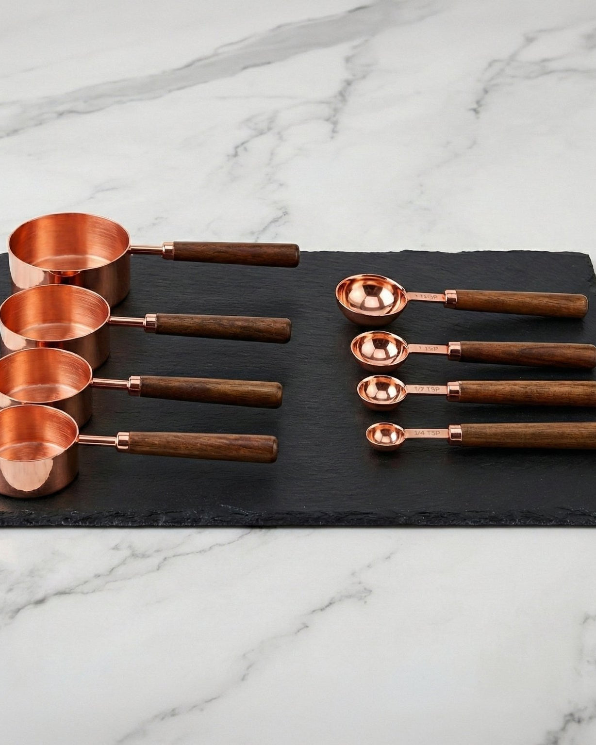 Rose Gold Measuring Cups and Spoons Set 8 Piec - measuring cups and spoons