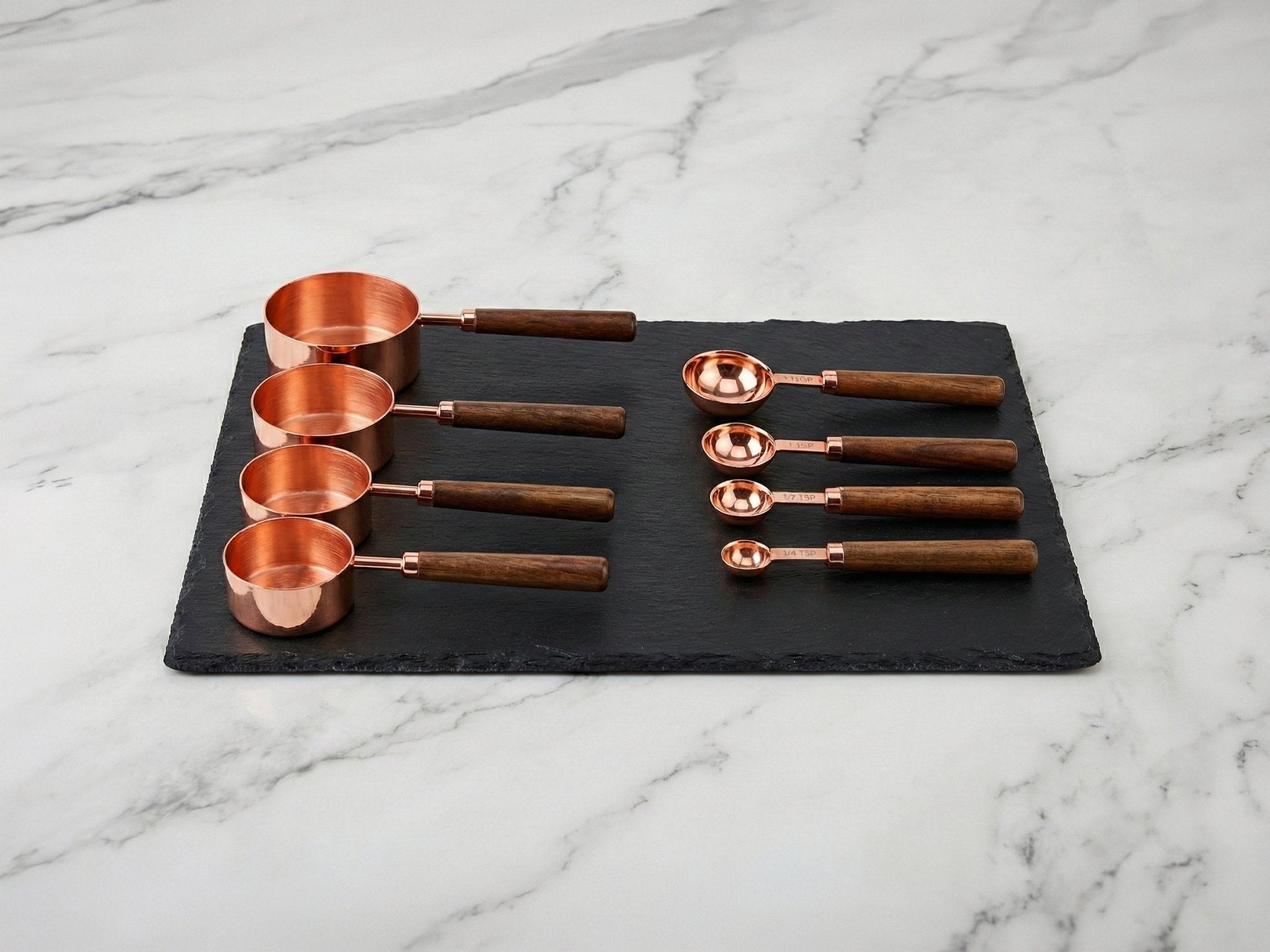 Rose Gold Measuring Cups and Spoons Set 8 Piec - measuring cups and spoons