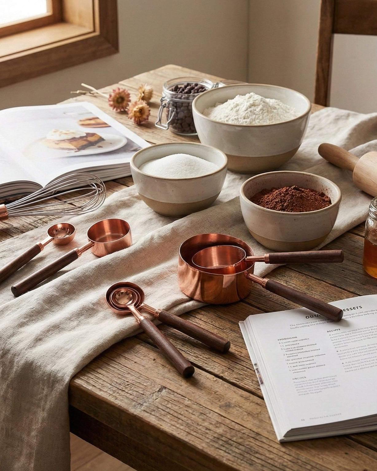 Rose Gold Measuring Cups and Spoons Set 8 Piec - measuring cups and spoons