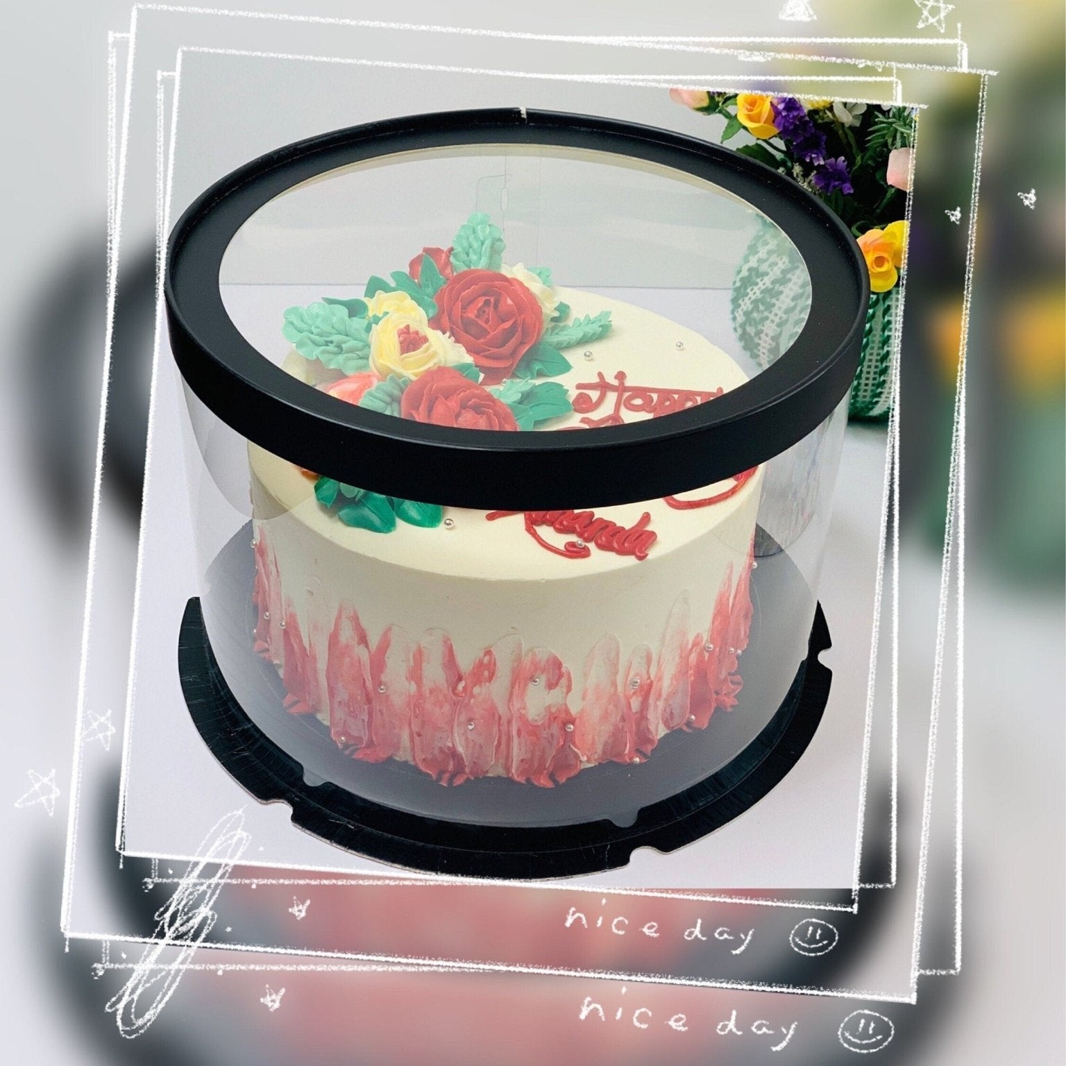 Round Clear Cake Box - 10" D by 9.5" Tall - Clear Cake Boxes with Window - Clear Gift Box - RW1095 Round cake box