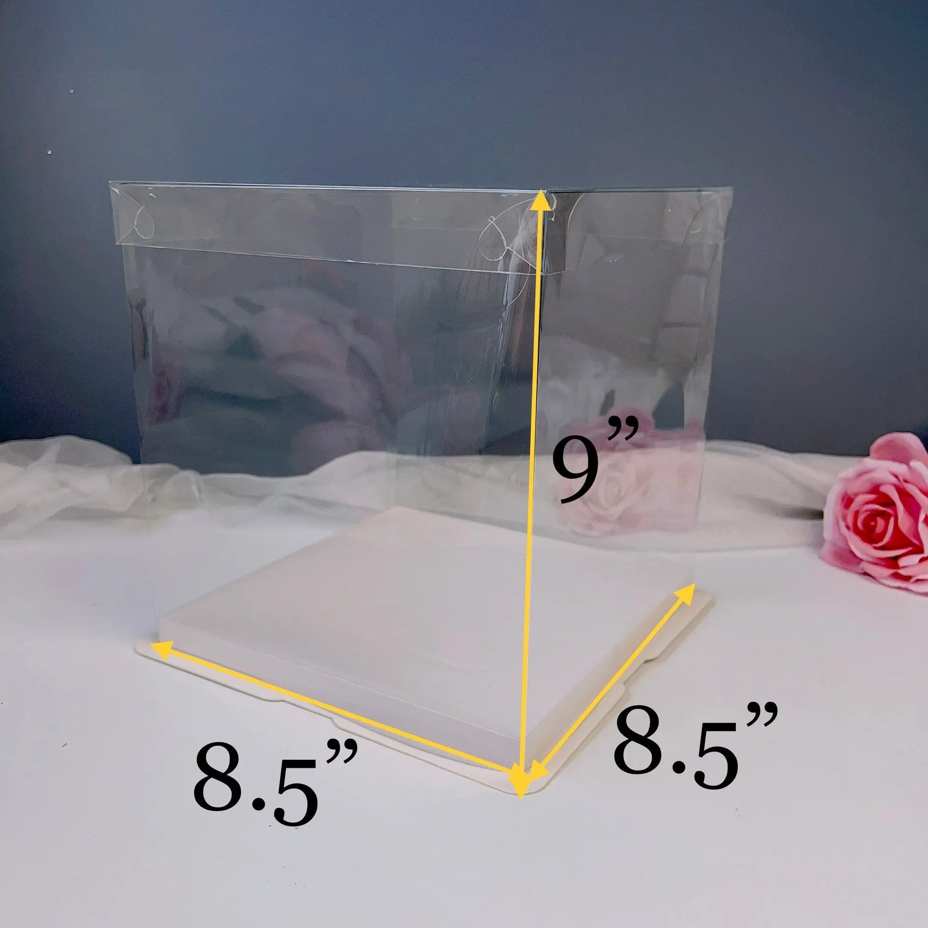 Square Clear Cake Box 8.5"L x 8.5"W x 9" H - square8x9 Square Cake box
