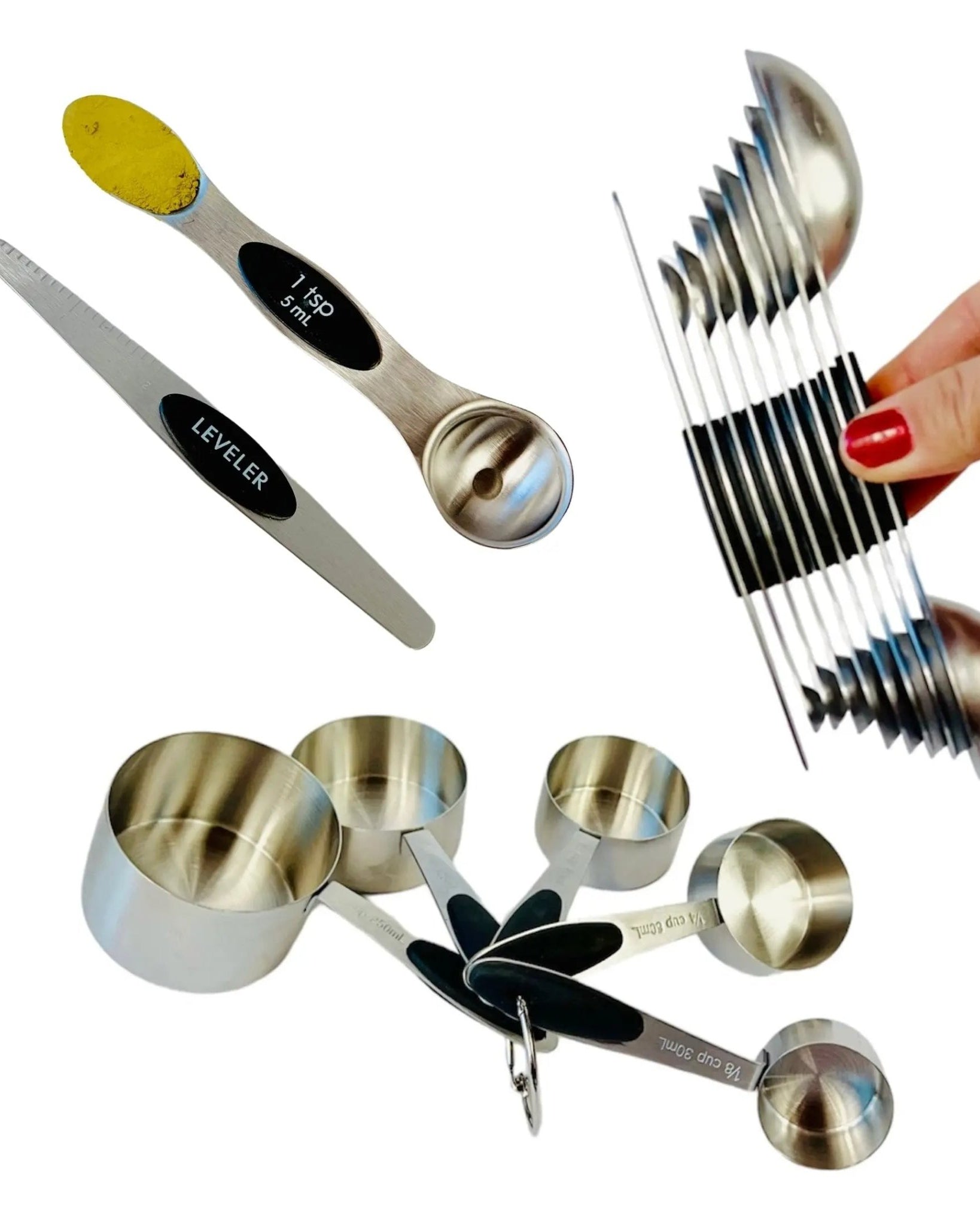 Magnetic Measuring Spoons and Stainless Steel Measuring Cups - measuring cups and spoons