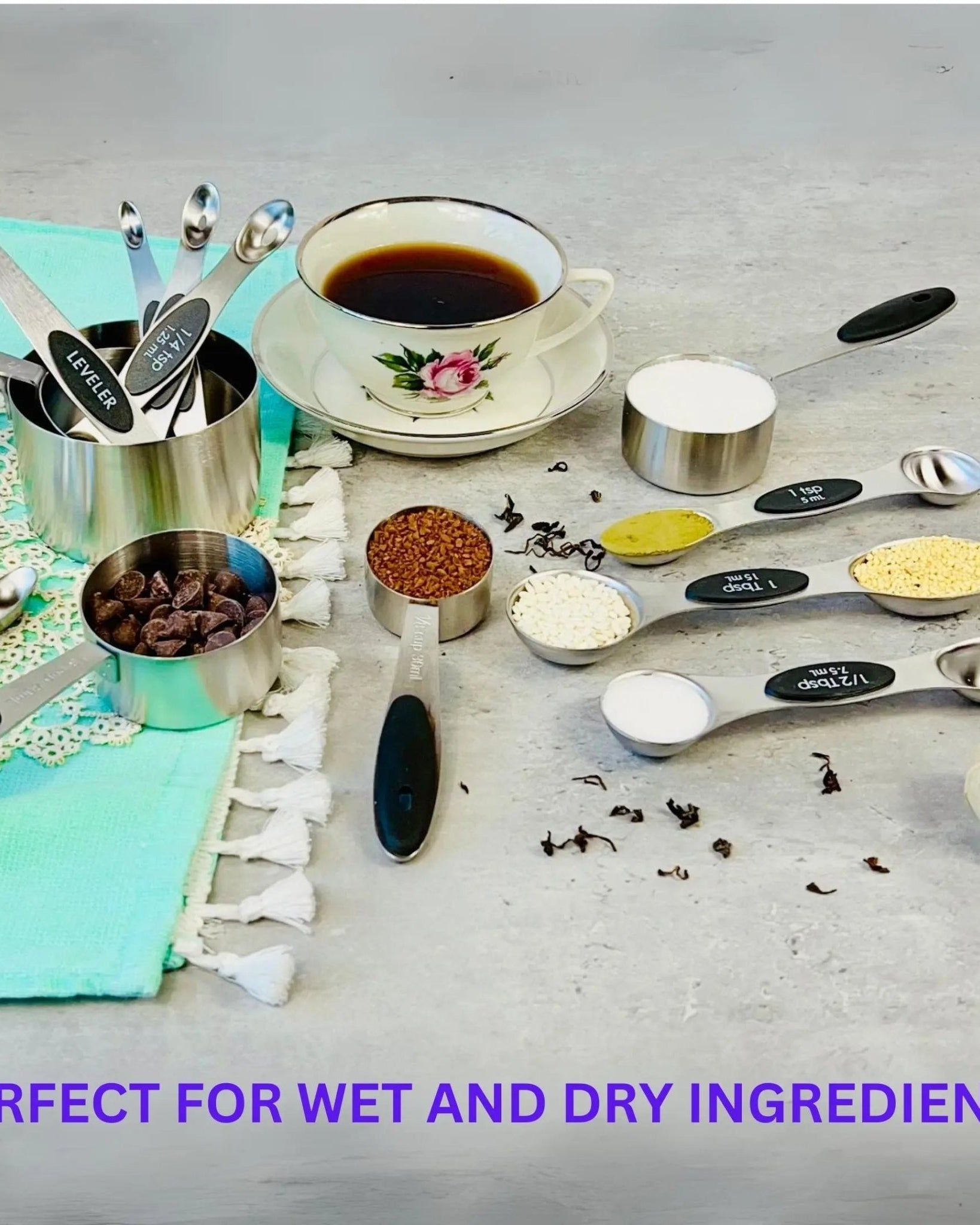 Magnetic Measuring Spoons and Stainless Steel Measuring Cups - measuring cups and spoons