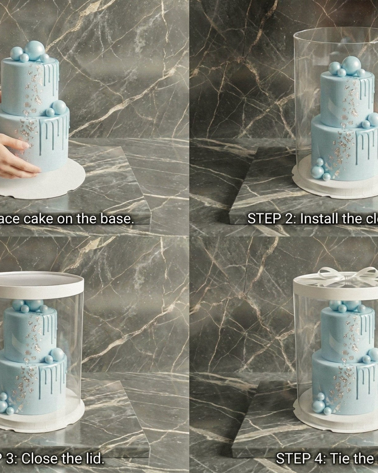 Tall Clear Cake Box 8.5" D x 11.75" H - Transparent Cake Boxes with Window - RW851175 Round cake box