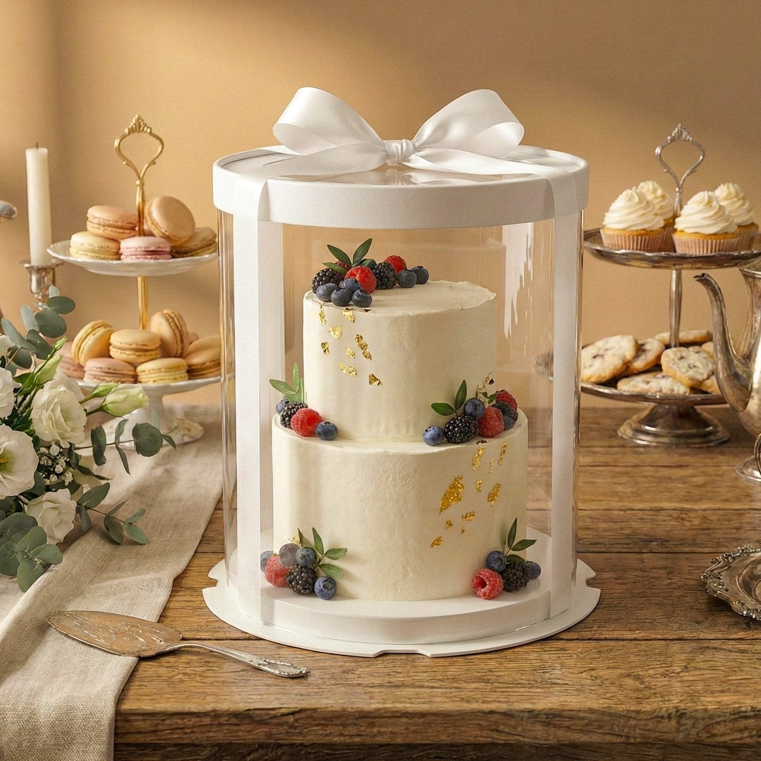 Tall Clear Round Cake Box - 10" D by 12.5" H - Clear Cake Boxes With Window - RW10125 Round cake box
