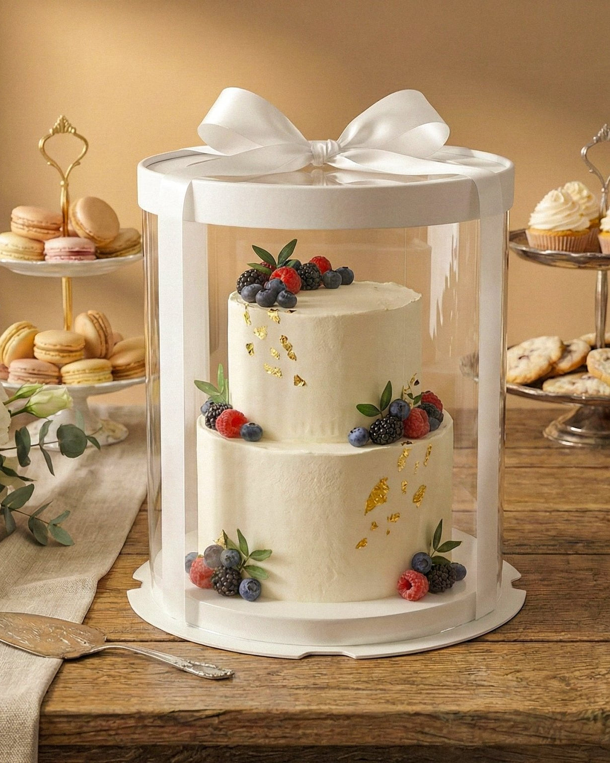 Tall Clear Round Cake Box - 10" D by 12.5" H - Clear Cake Boxes With Window - RW10125 Round cake box