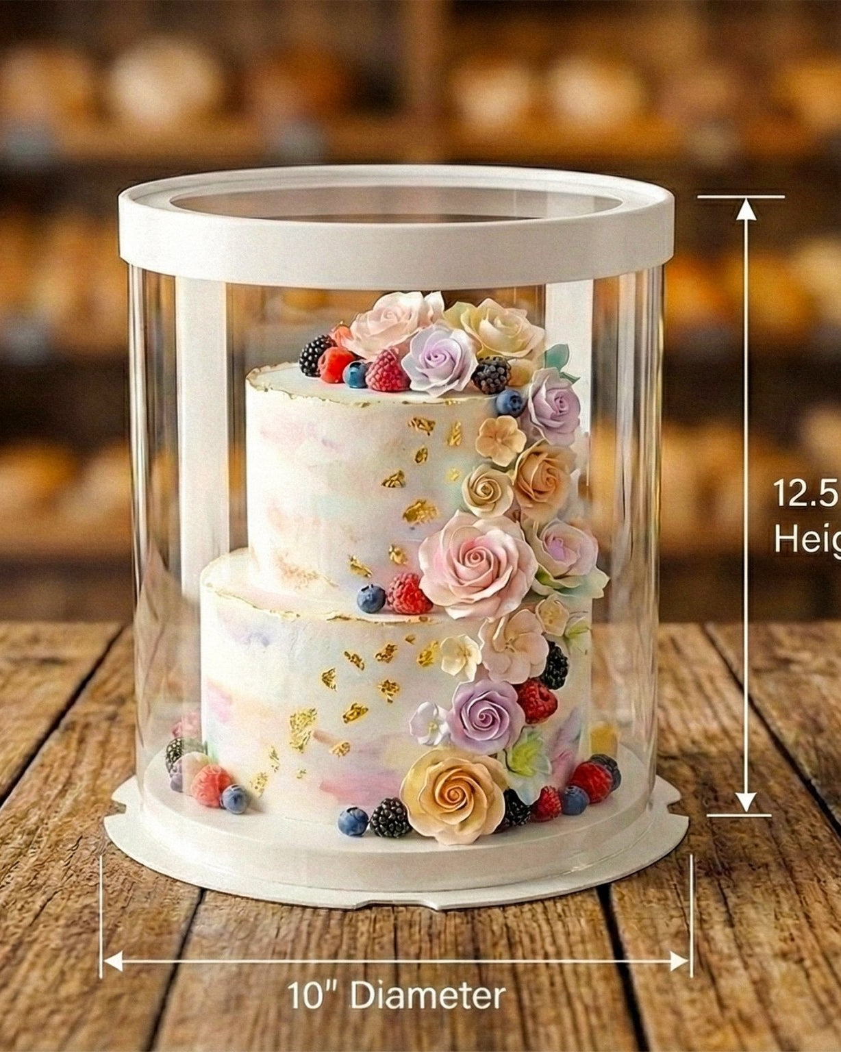 Tall Clear Round Cake Box - 10" D by 12.5" H - Clear Cake Boxes With Window - RW10125 Round cake box