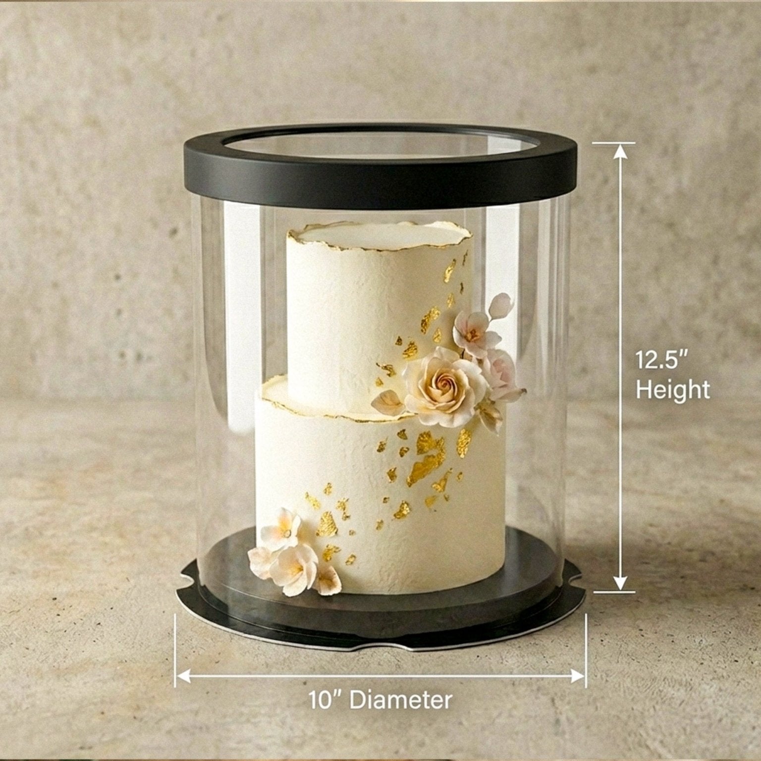 Tall Clear Round Cake Box - 10" D by 12.5" H - Clear Cake Boxes With Window - RW10125 Round cake box