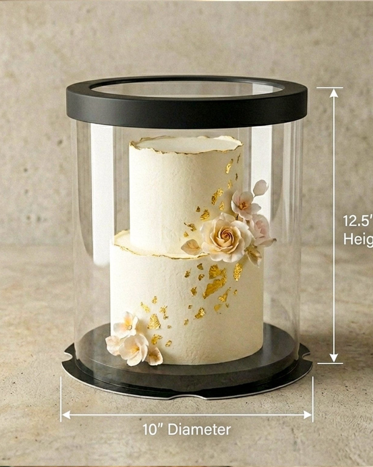 Tall Clear Round Cake Box - 10" D by 12.5" H - Clear Cake Boxes With Window - RW10125 Round cake box