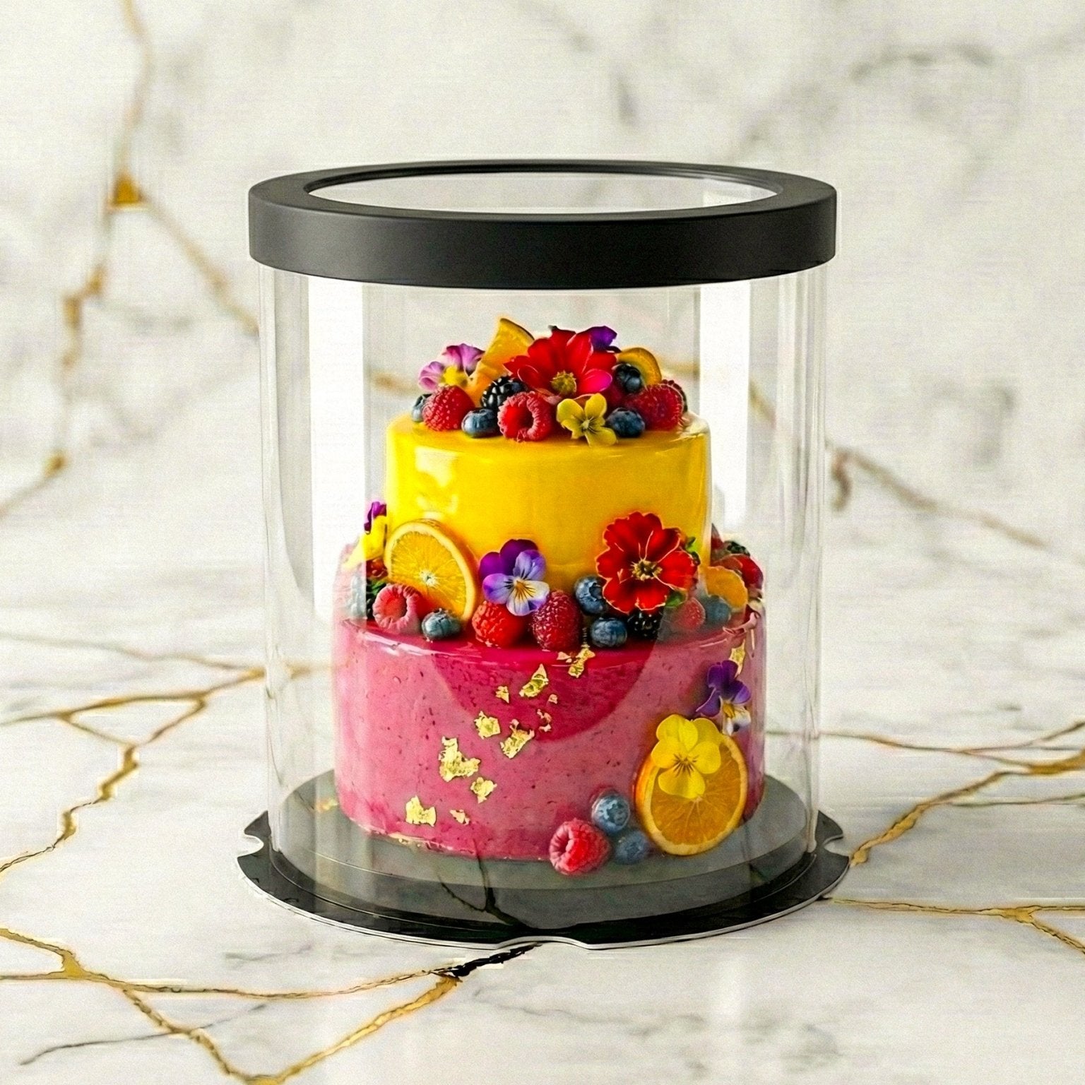 Tall Clear Round Cake Box - 10" D by 12.5" H - Clear Cake Boxes With Window - RW10125 Round cake box