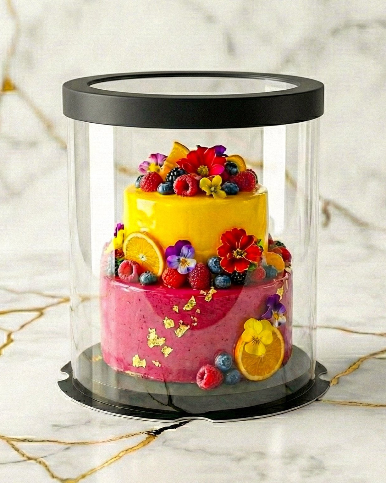 Tall Clear Round Cake Box - 10" D by 12.5" H - Clear Cake Boxes With Window - RW10125 Round cake box