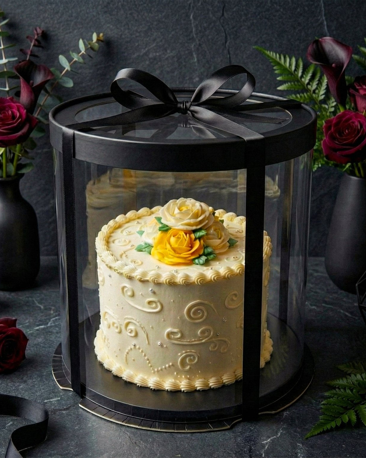 Tall Clear Round Cake Box - 10" D by 12.5" H - Clear Cake Boxes With Window - RB10125 Round cake box