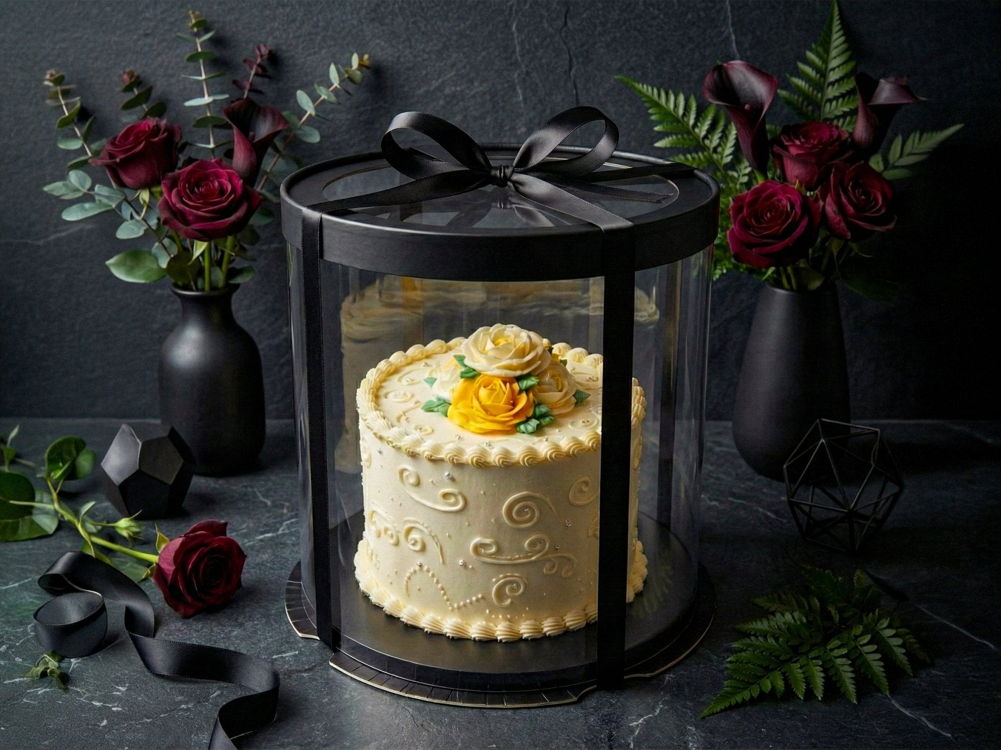 Tall Clear Round Cake Box - 10" D by 12.5" H - Clear Cake Boxes With Window - RB10125 Round cake box