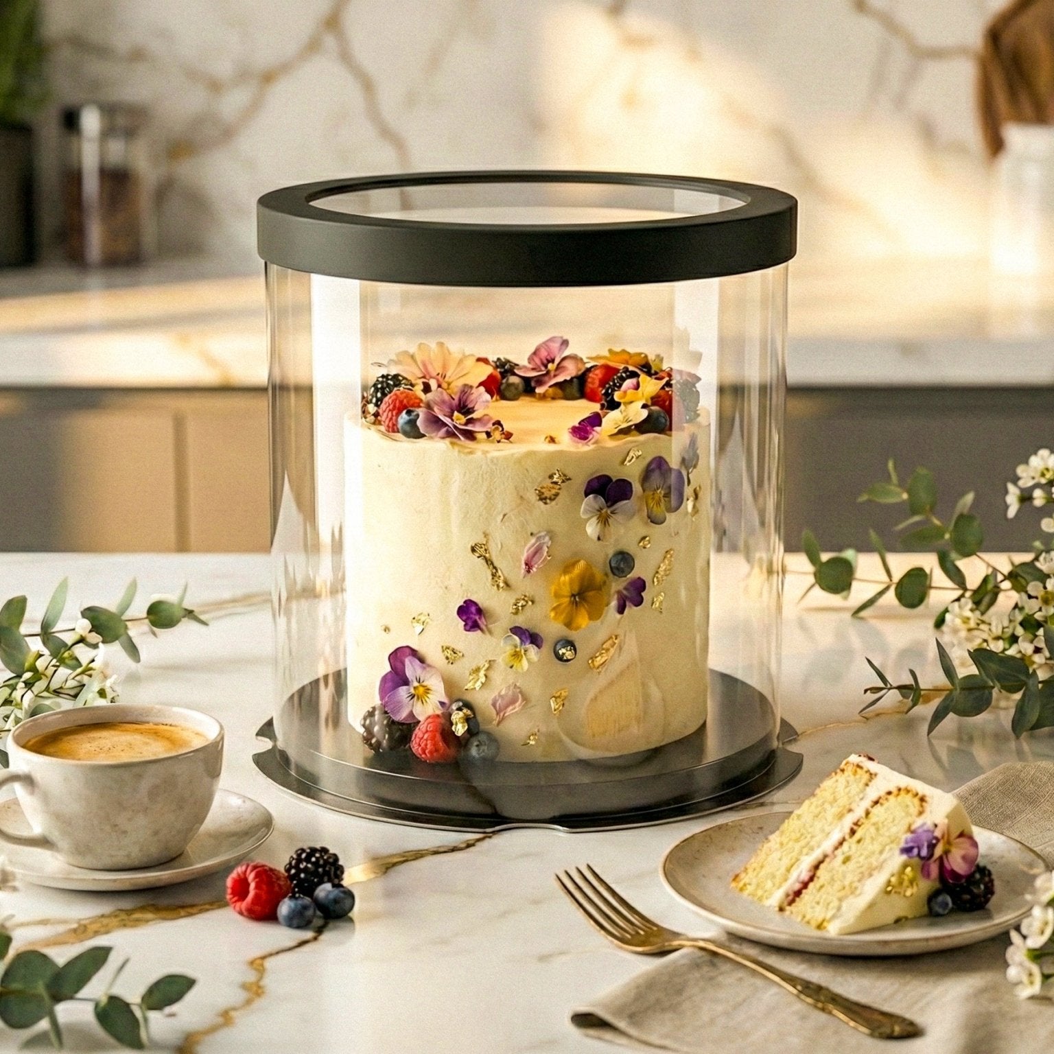 Tall Clear Round Cake Box - 10" D by 12.5" H - Clear Cake Boxes With Window - RB10125 Round cake box