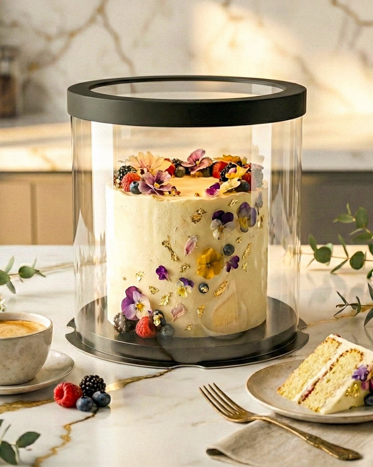 Tall Clear Round Cake Box - 10" D by 12.5" H - Clear Cake Boxes With Window - RB10125 Round cake box
