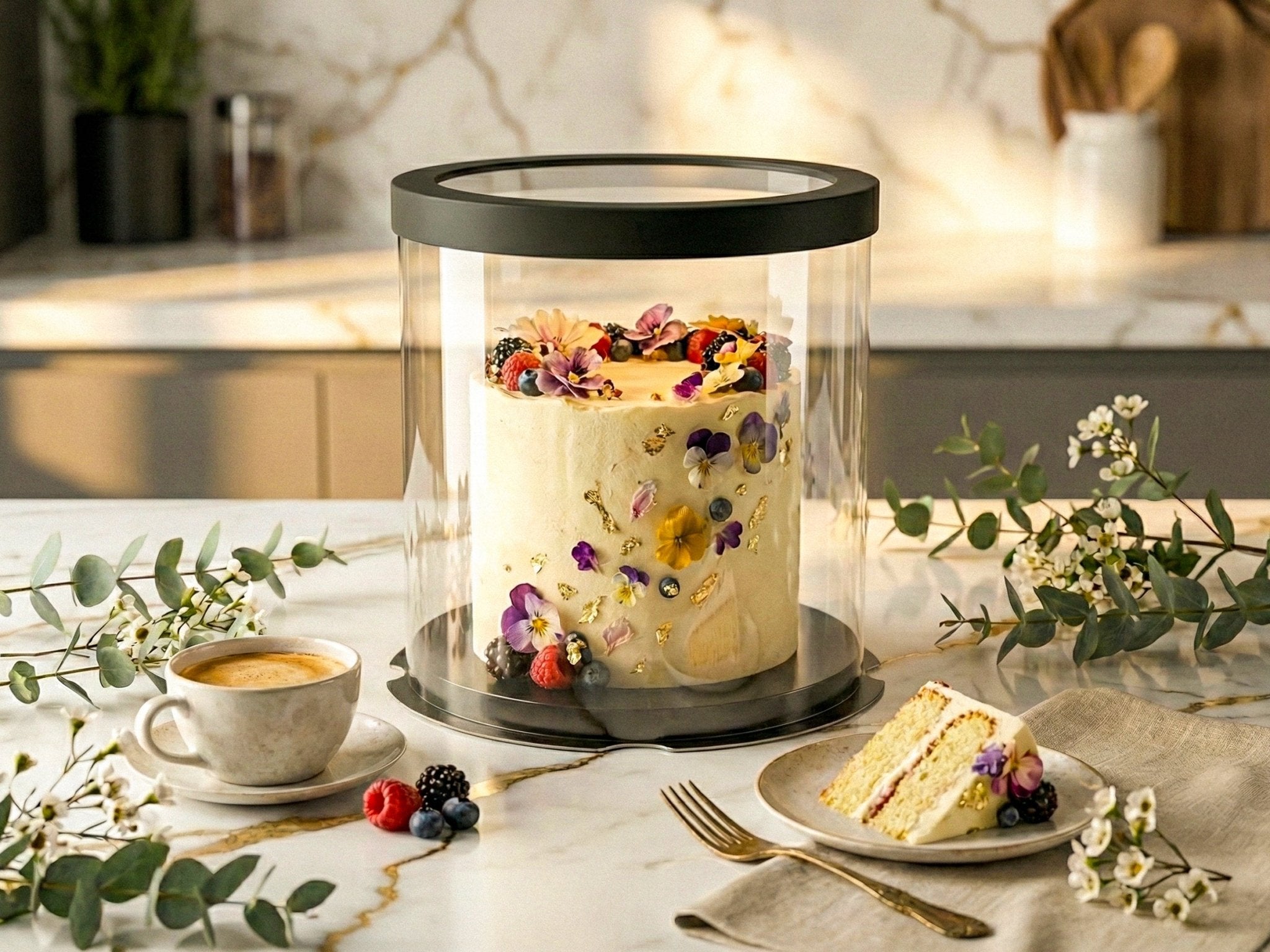 Tall Clear Round Cake Box - 10" D by 12.5" H - Clear Cake Boxes With Window - RB10125 Round cake box