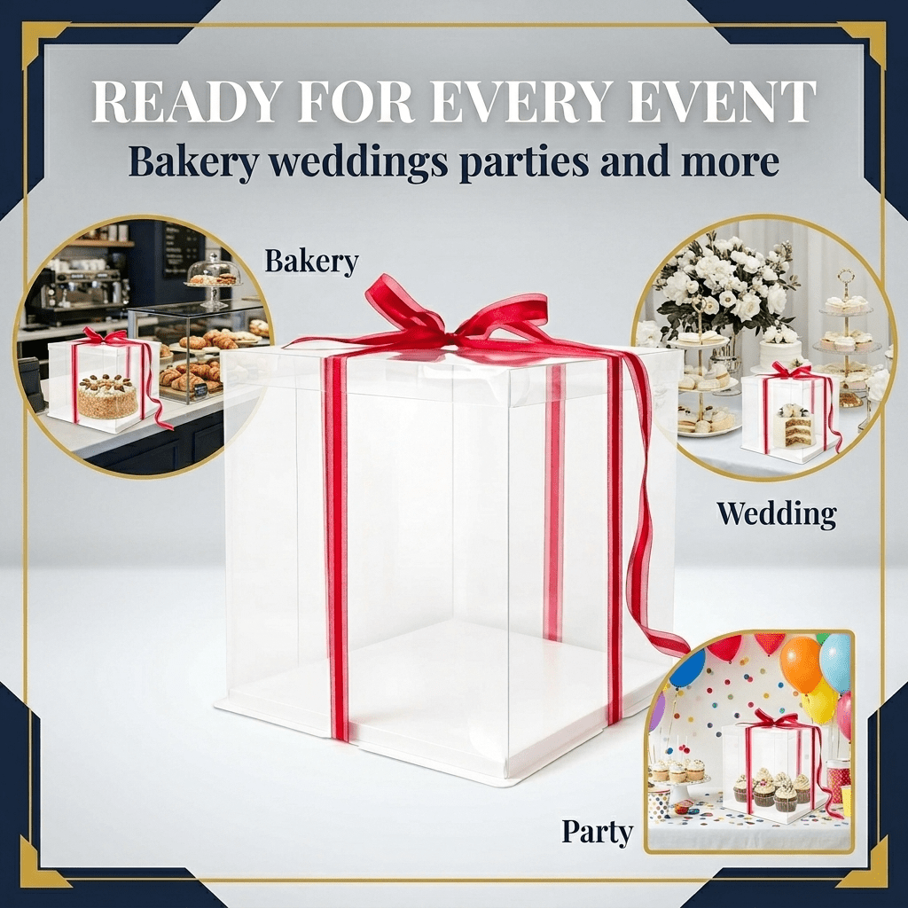 Tall Clear Square Cake Box 13 x 13 x 14 for Tiered Cakes - variant_product_type