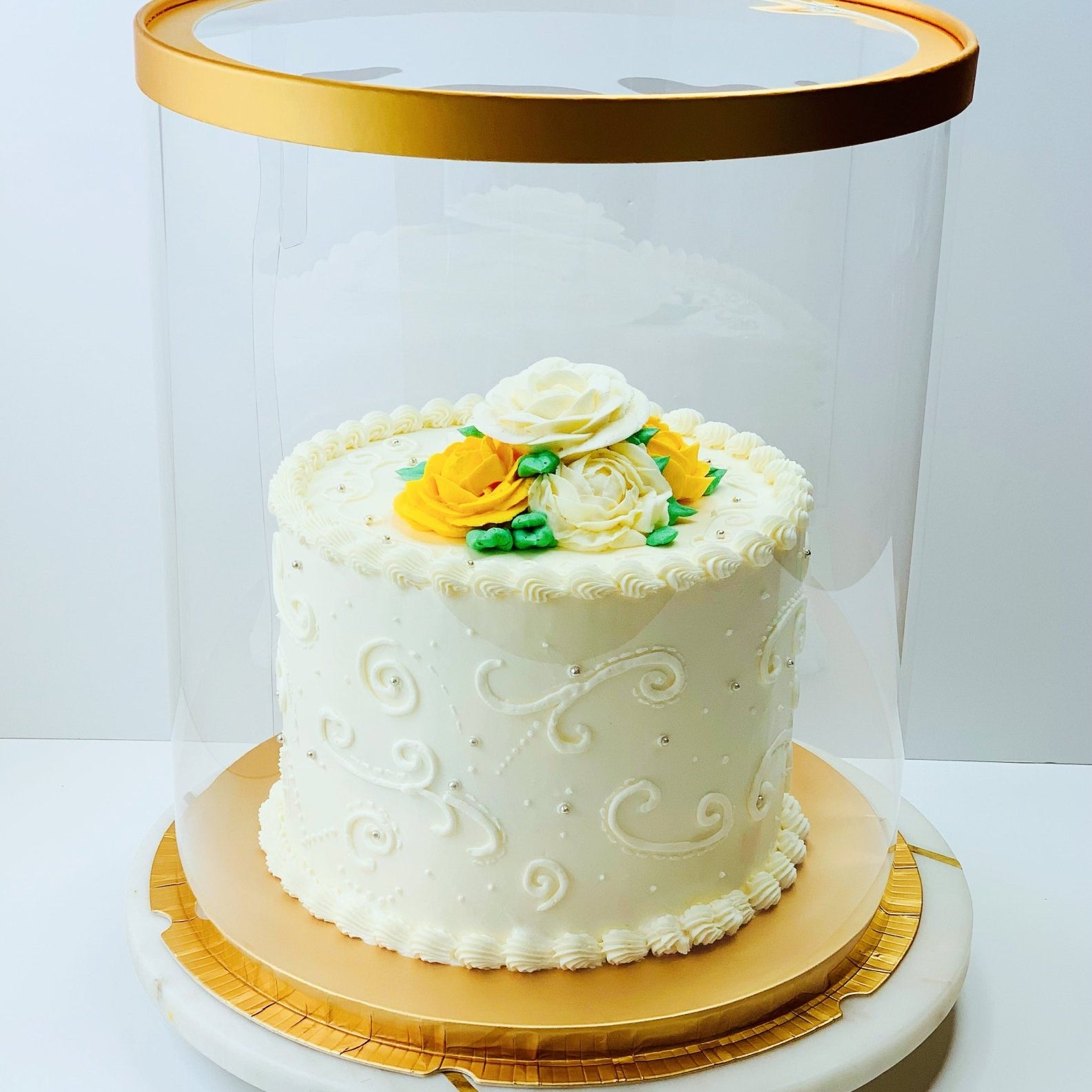 Tall Round Clear Cake Box with Window - 10 Inch Diameter x 12.5 Tall - Round cake box