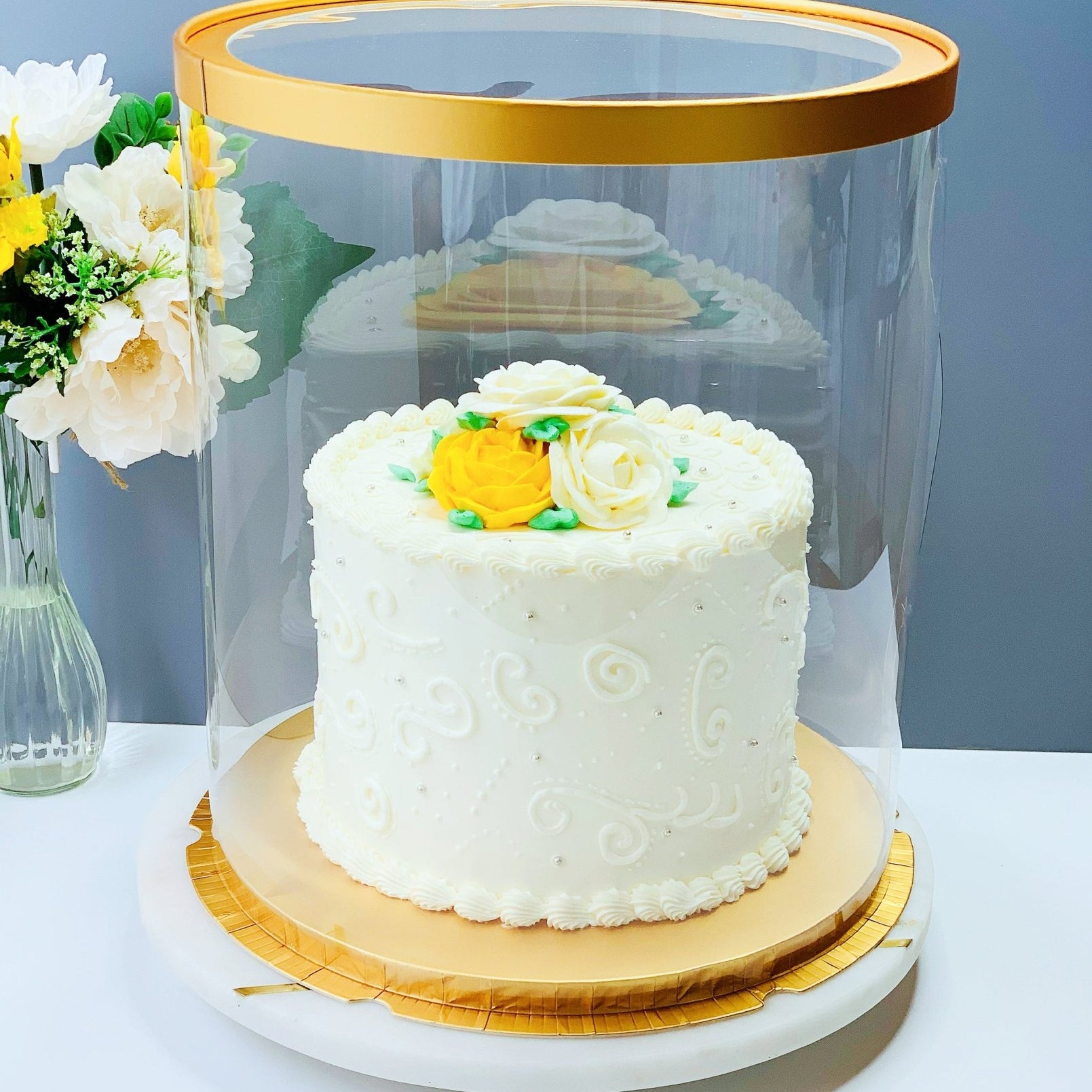 Tall Round Clear Cake Box with Window - 10 Inch Diameter x 12.5 Tall - Round cake box
