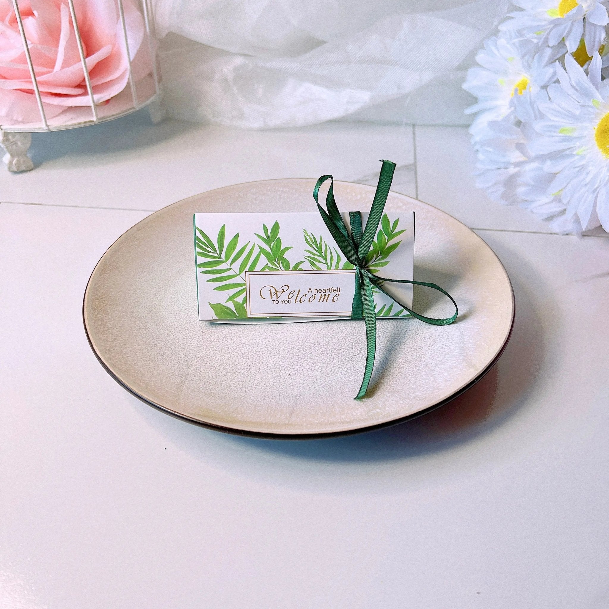 Triangle Wedding Favor Boxes with Ribbon 50 Pcs - Pink Feather Gift Boxes & Tins