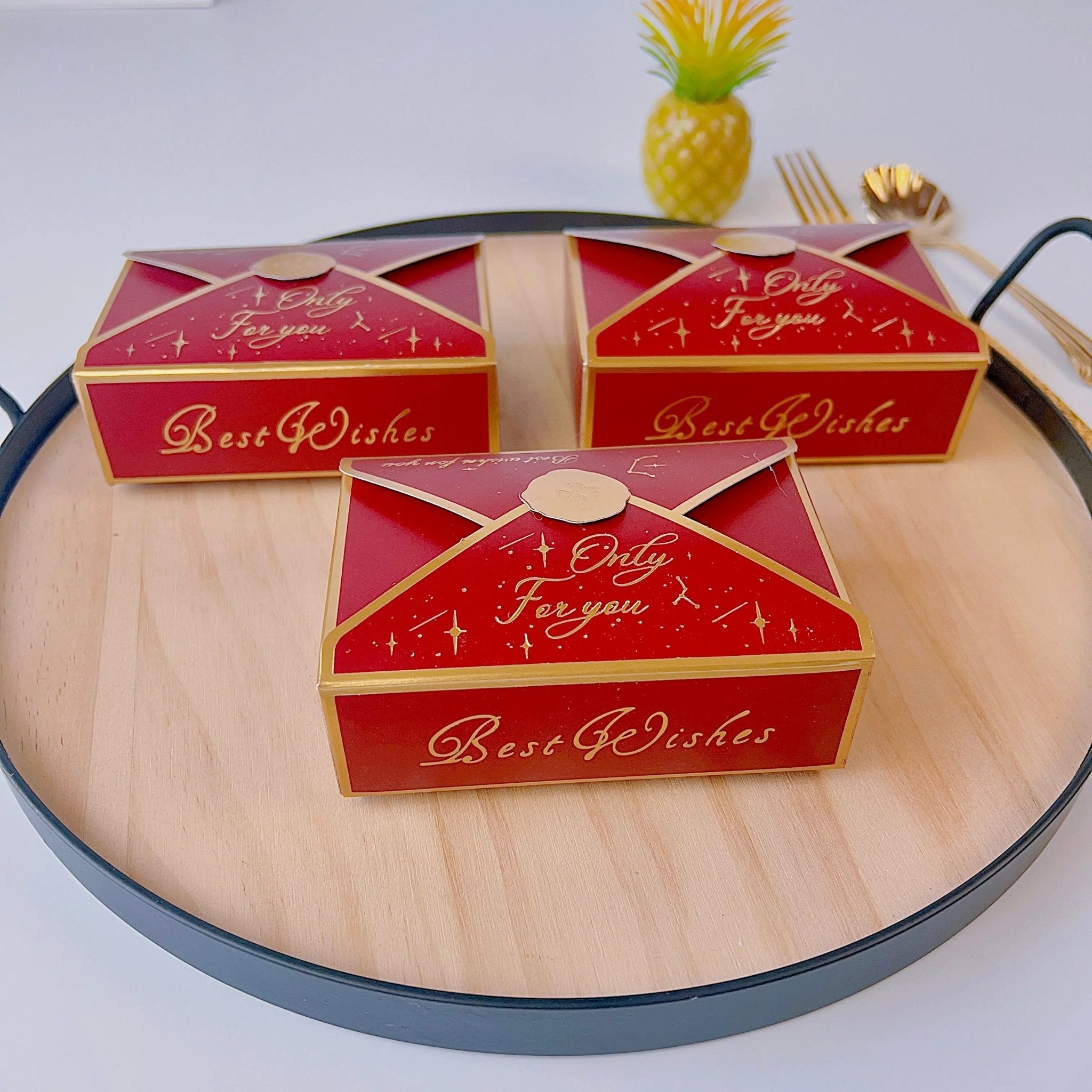 Vintage Wax Seal Envelope Wedding Favor Boxes - 50 Pack Gold Accent Party Favor Boxes for Bridal Shower & Events - envelope52 Gift Boxes & Tins