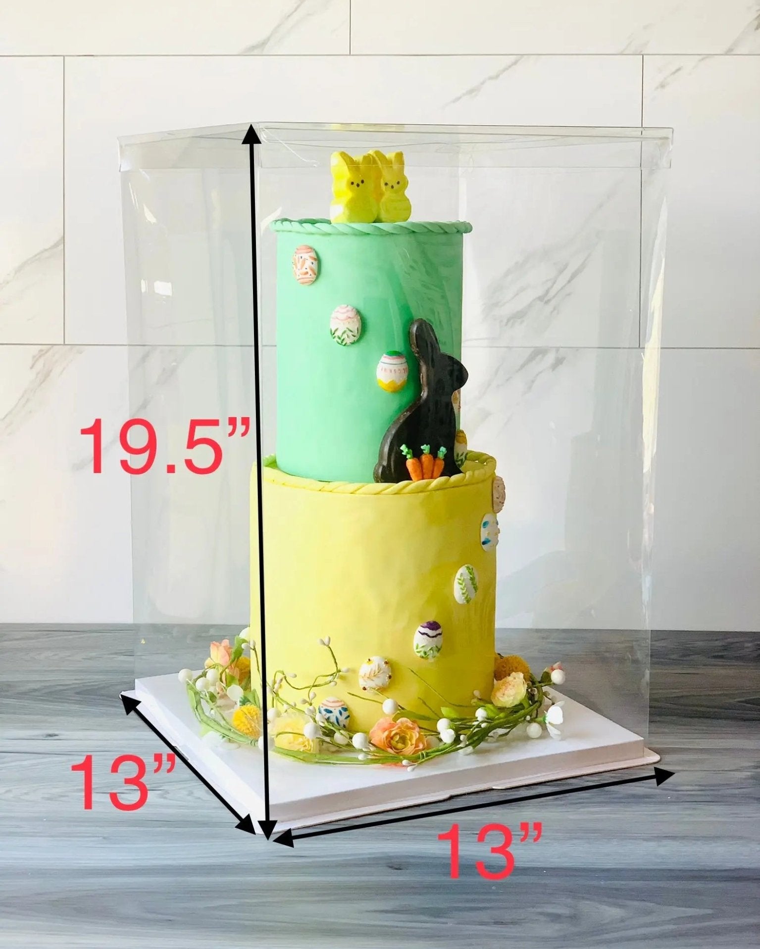 4 Tier Extra Tall Clear Cake Box With Ribbon - 13"L x 13"W x 19.5"H - S13195Sweet Degrees Kitchen