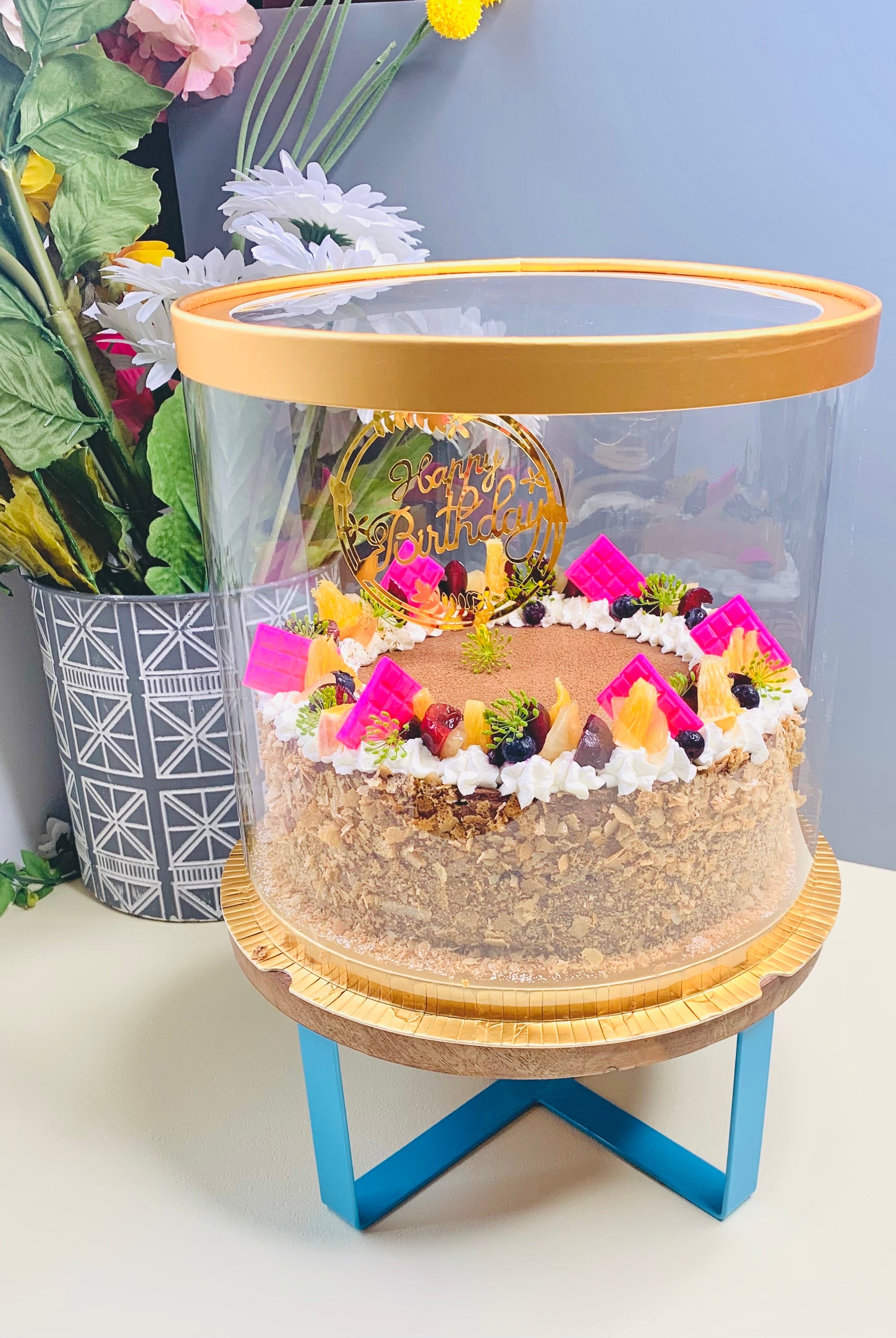 gold clear cake box