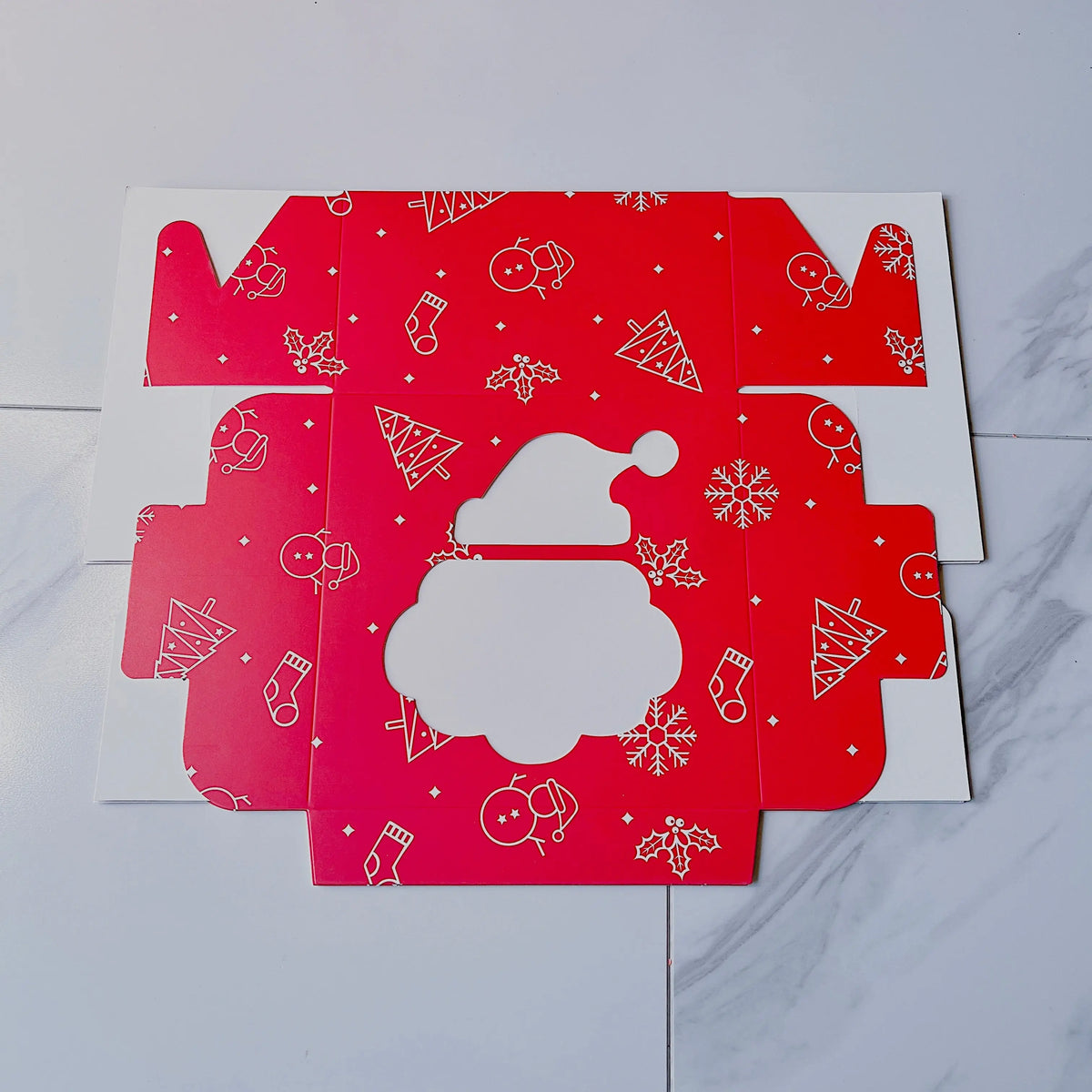 Red Christmas Desserts Cupcake Gift Boxes with Christmas Tags and Ribbons