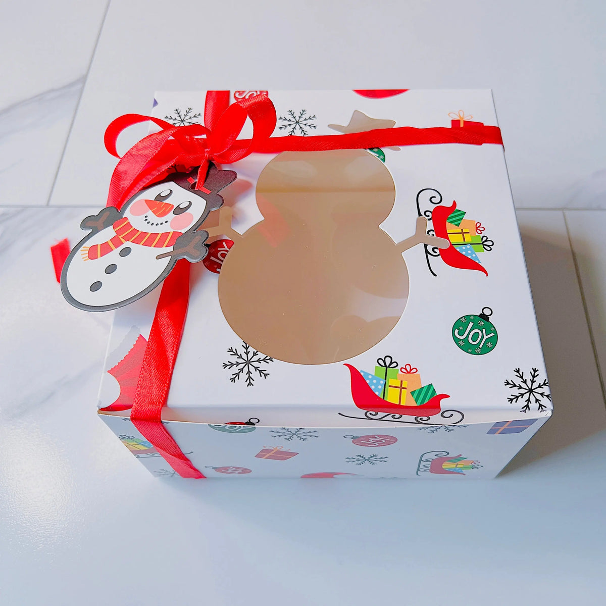 12 PCs Christmas Desserts Cupcake Gift Boxes with Christmas Tags and Ribbons