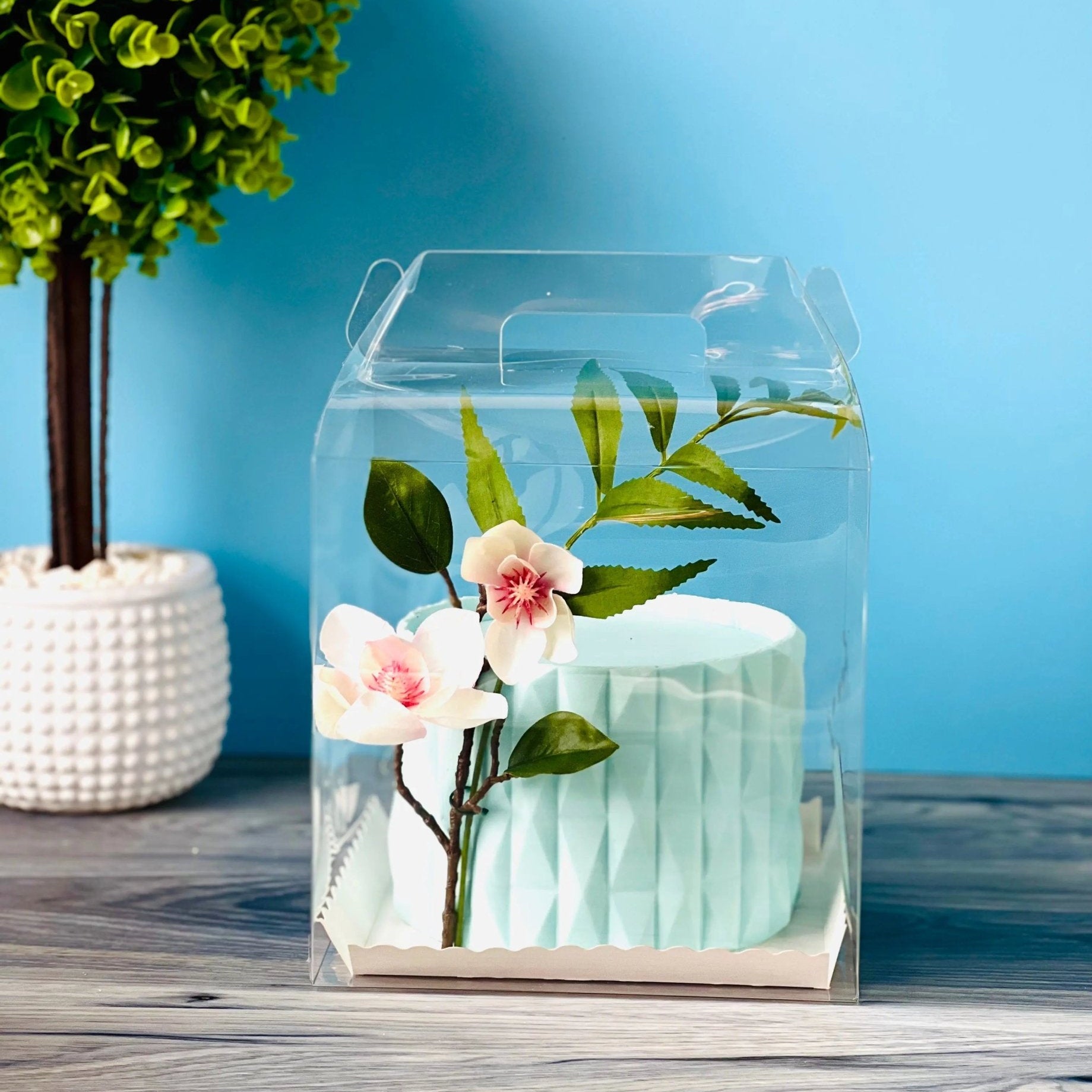 Clear Cake Desserts Boxes with Handle - H8105 Square Cake box