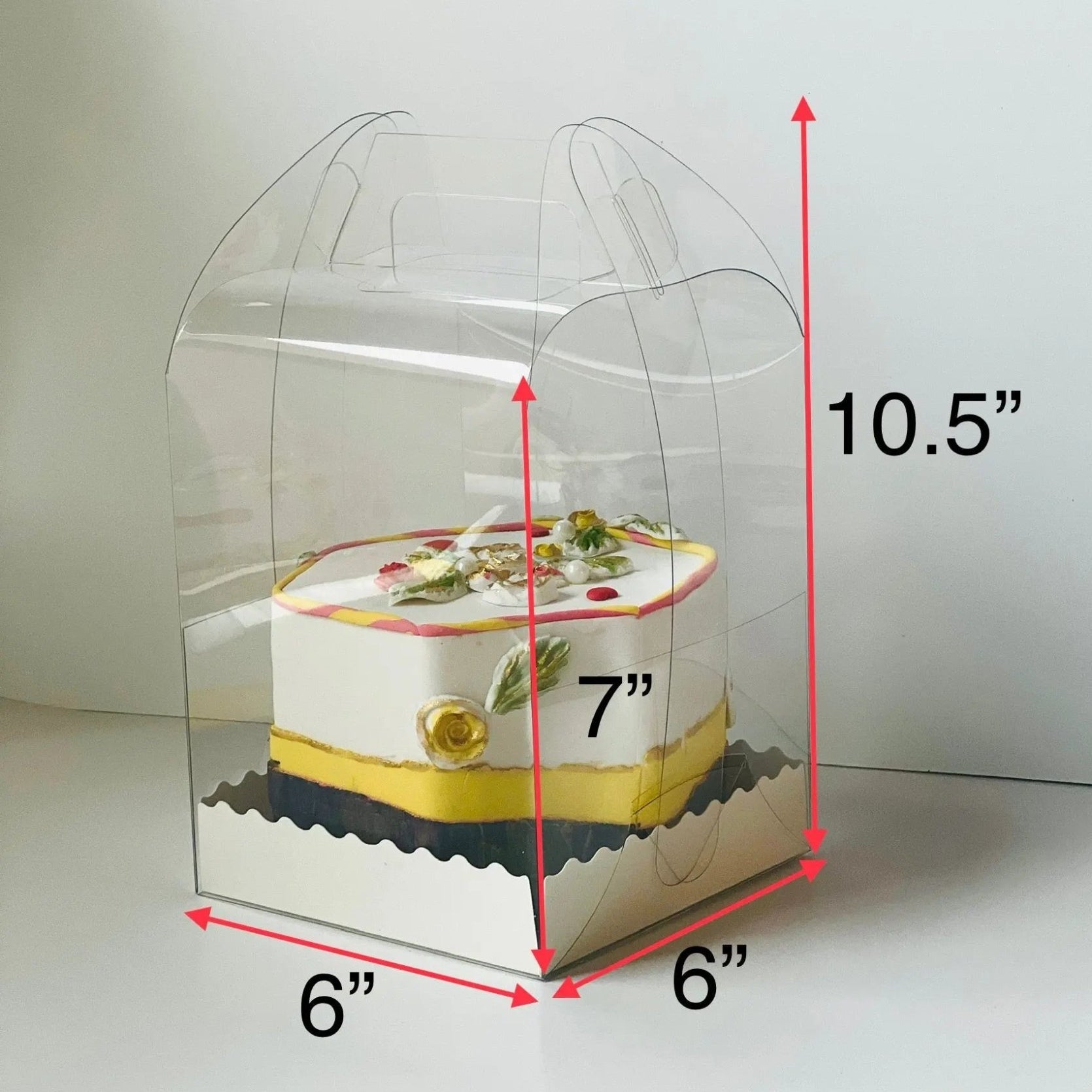 Clear Cake Desserts Boxes with Handle - H6105 Square Cake box