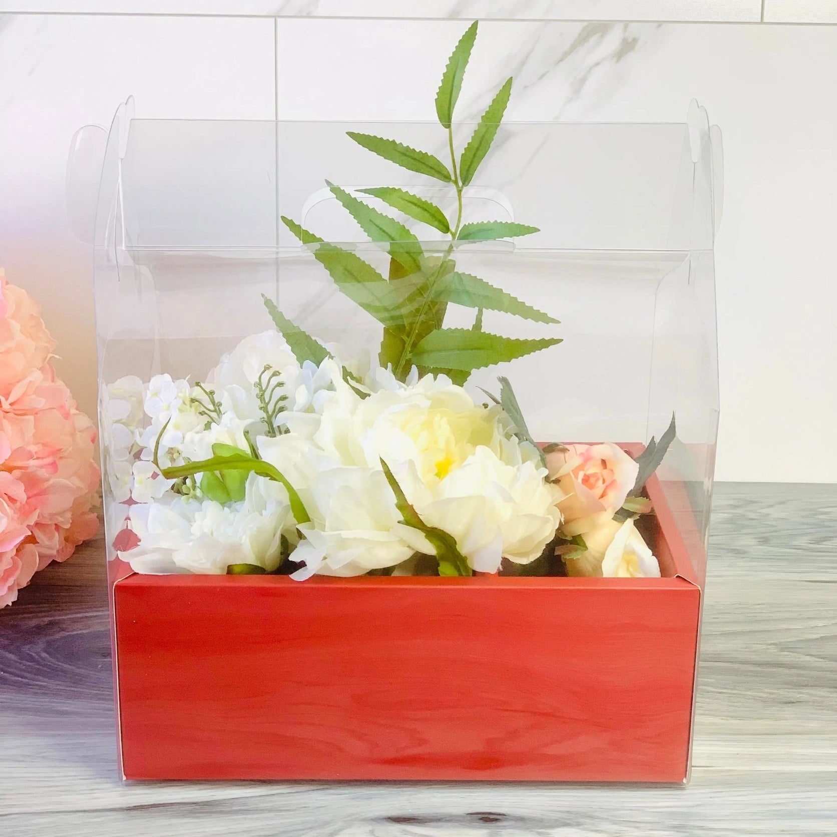 Clear Cake Flower Box with Handle - Gift box - RFCB Gift Boxes & Tins