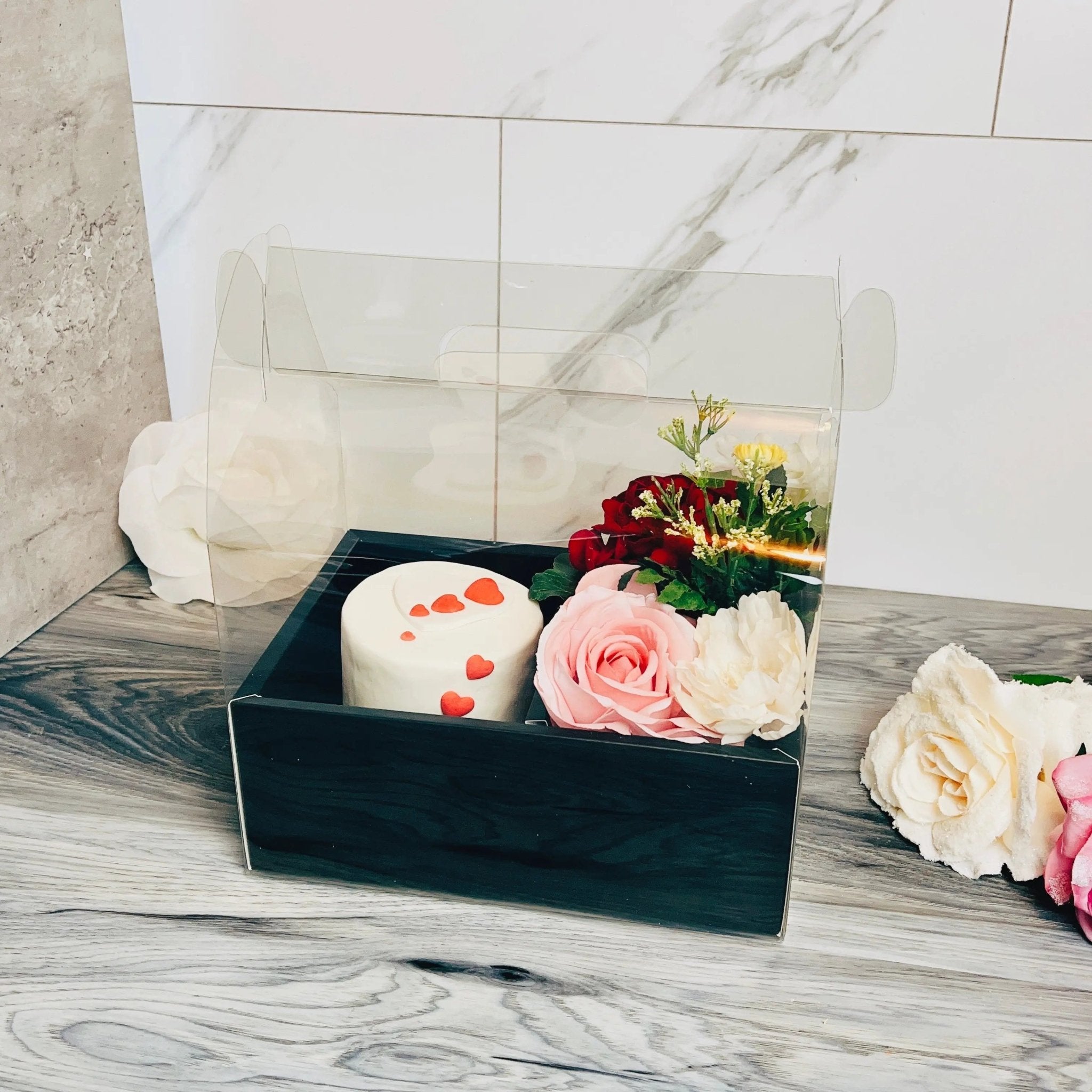 Clear Cake Flower Box with Handle - Gift box - Gift Boxes & Tins