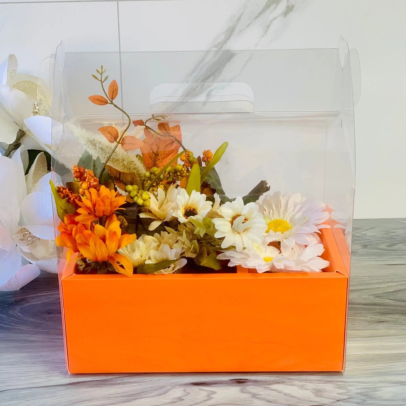 Clear Cake Flower Box with Handle - Gift box - OFCB Gift Boxes & Tins