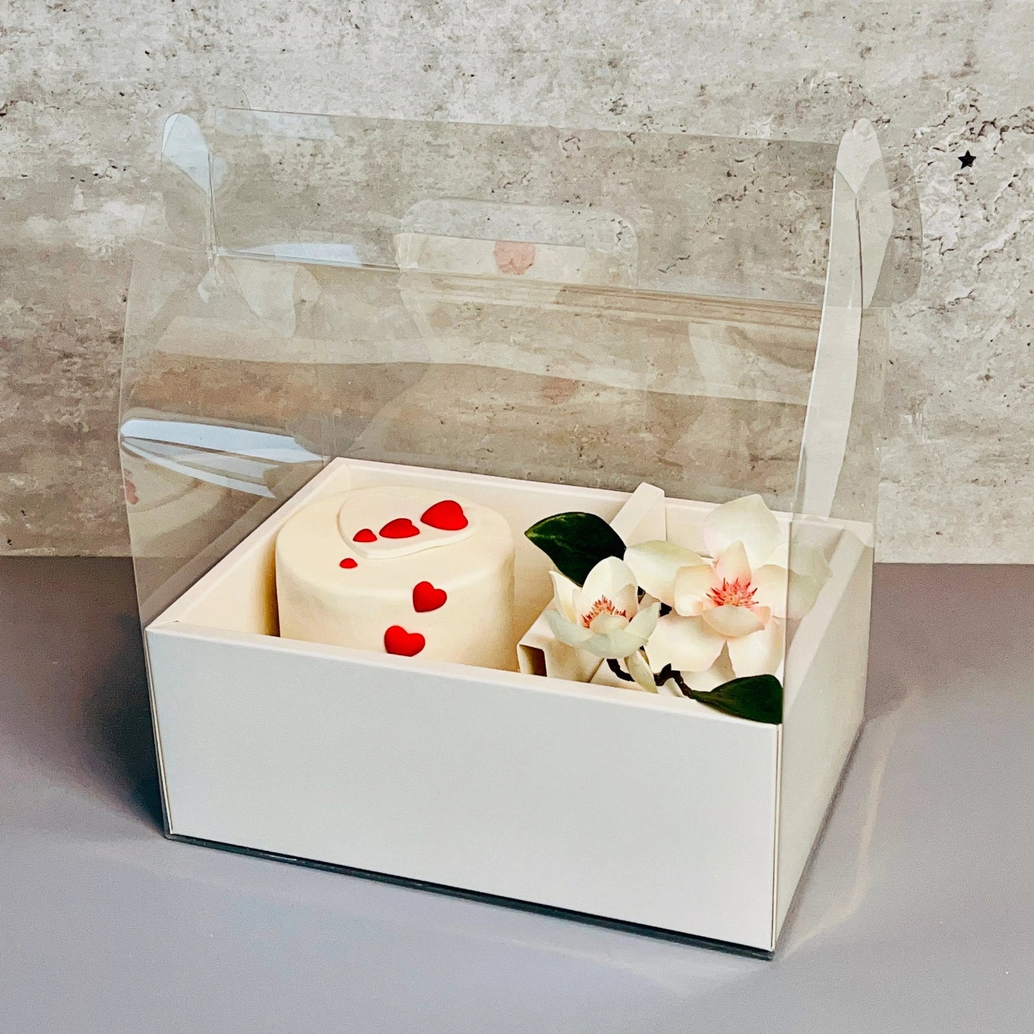 Clear Cake Flower Box with Handle - Gift box - Gift Boxes & Tins