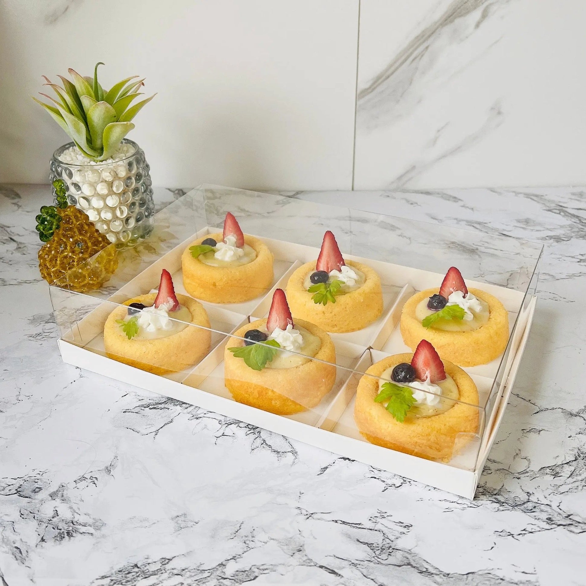Clear Dessert Boxes With 4, 6 Holes - Donuts Box - Cookie Boxes - Take - Out Containers