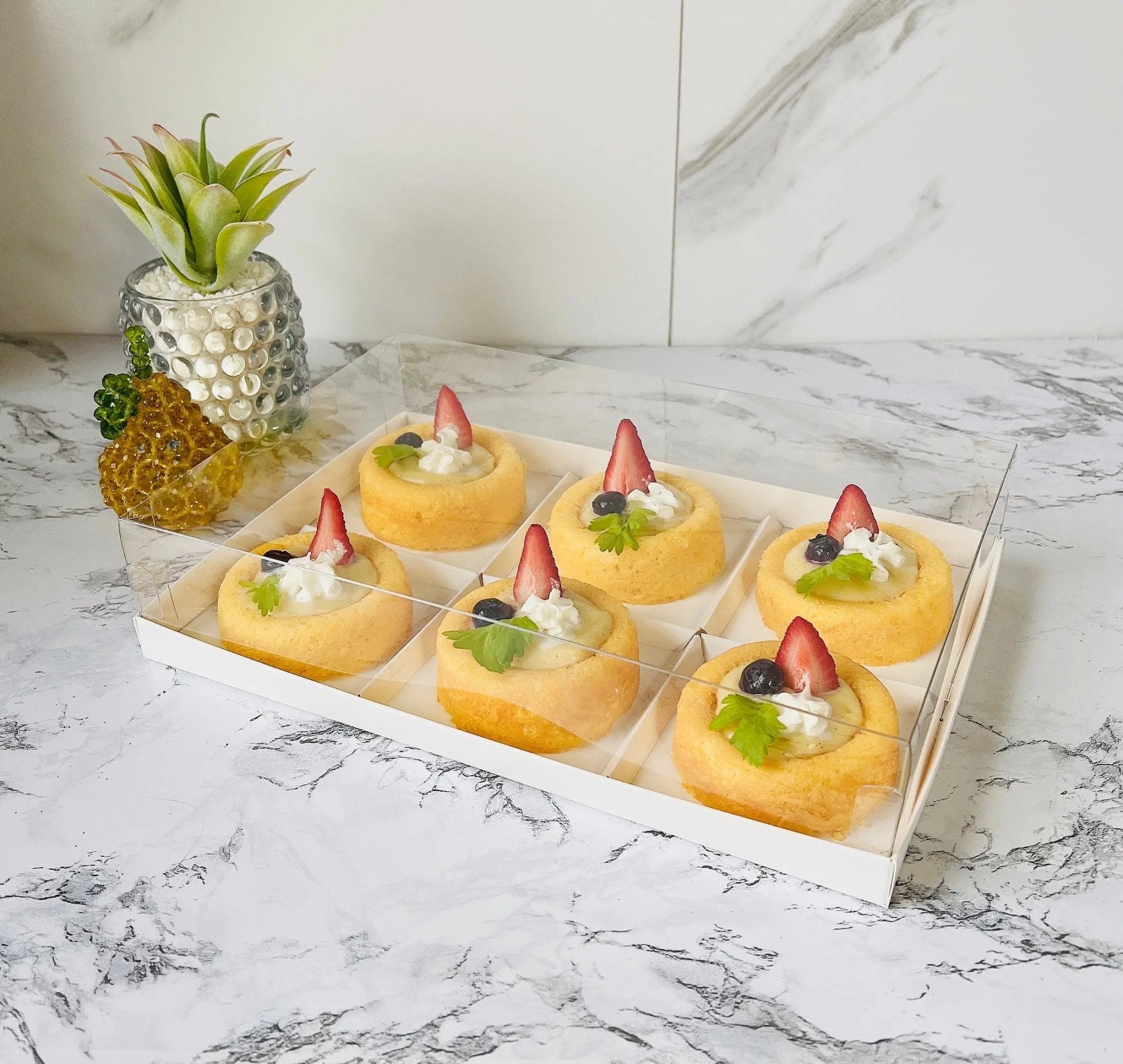 Clear Dessert Boxes With 4, 6 Holes - Donuts Box - Cookie Boxes - Take - Out Containers