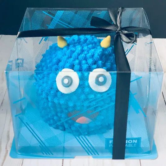 blue 8 Inch Square Clear Cake Box
