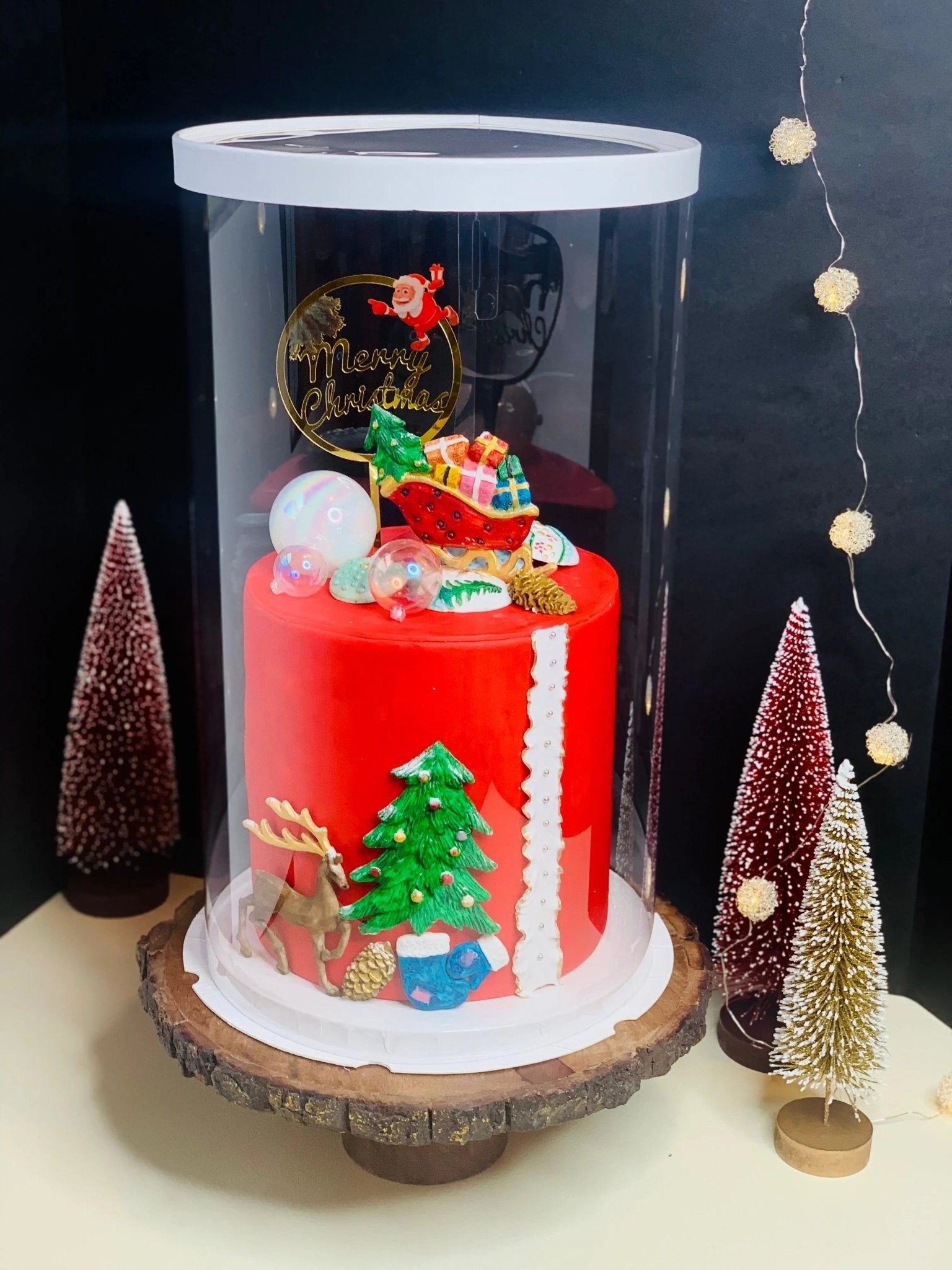 Extra Tall Clear Cake boxes - 8.5" D x 17.5" H - Tall Cake Box for Tiered Cake - RW85175 Round cake box