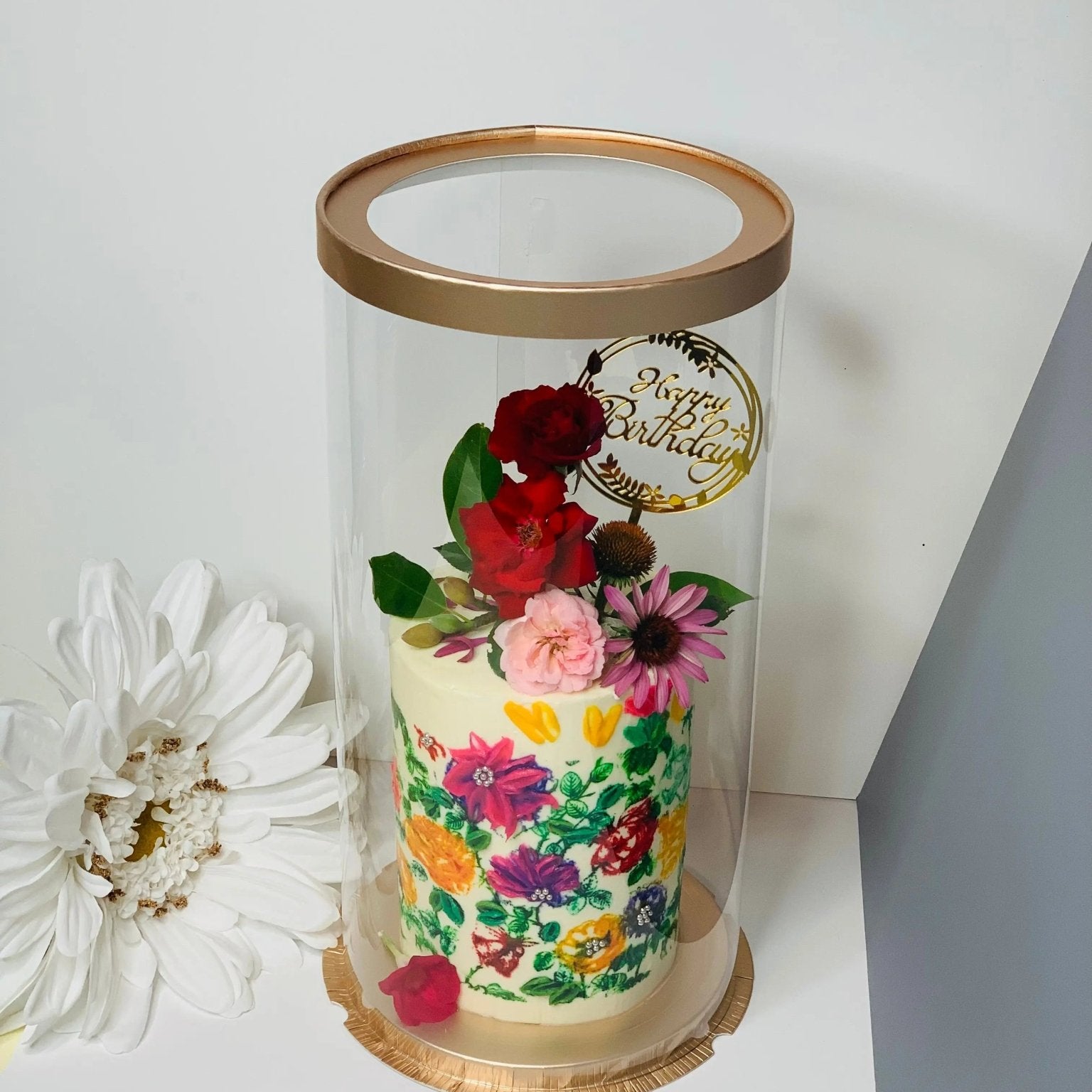 Extra Tall Clear Cake boxes - 8.5" D x 17.5" H - Tall Cake Box for Tiered Cake - Round cake box