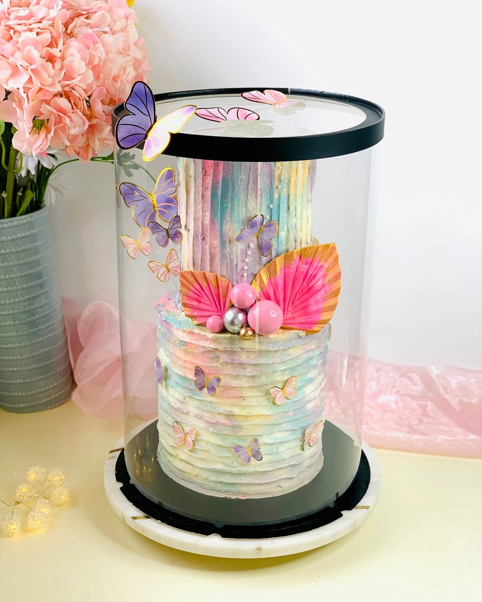 Extra Tall Large Round Clear Cake Box 12" D x 18" H - Tall Cake Boxes for Tiered Cakes - RB1218 Round cake box