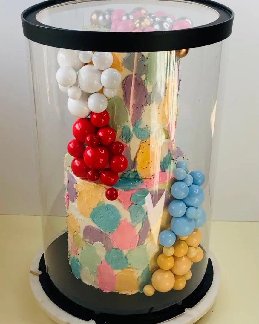 Extra Tall Large Round Clear Cake Box 12" D x 18" H - Tall Cake Boxes for Tiered Cakes - RB1218 Round cake box