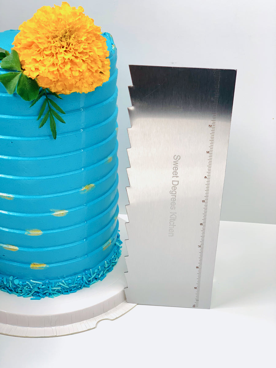 Stainless Steel Double Sided Cake Scraper, Metal Icing Smoother