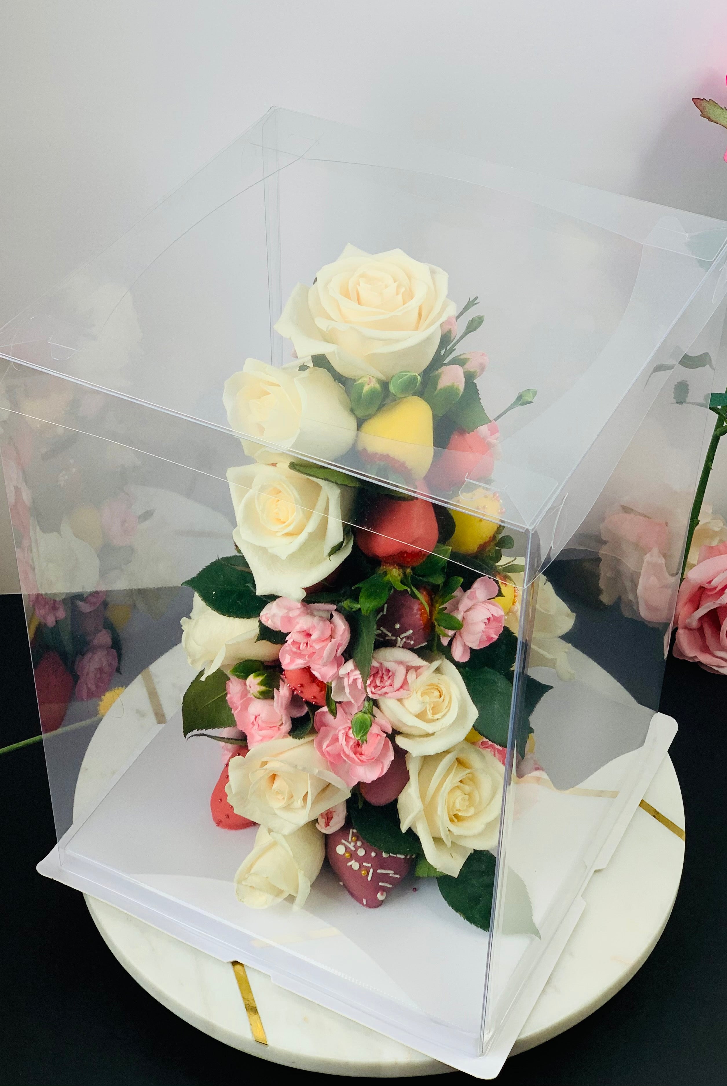 10"L x 10"W x 12"H Extra Tall Clear Square Cake Box