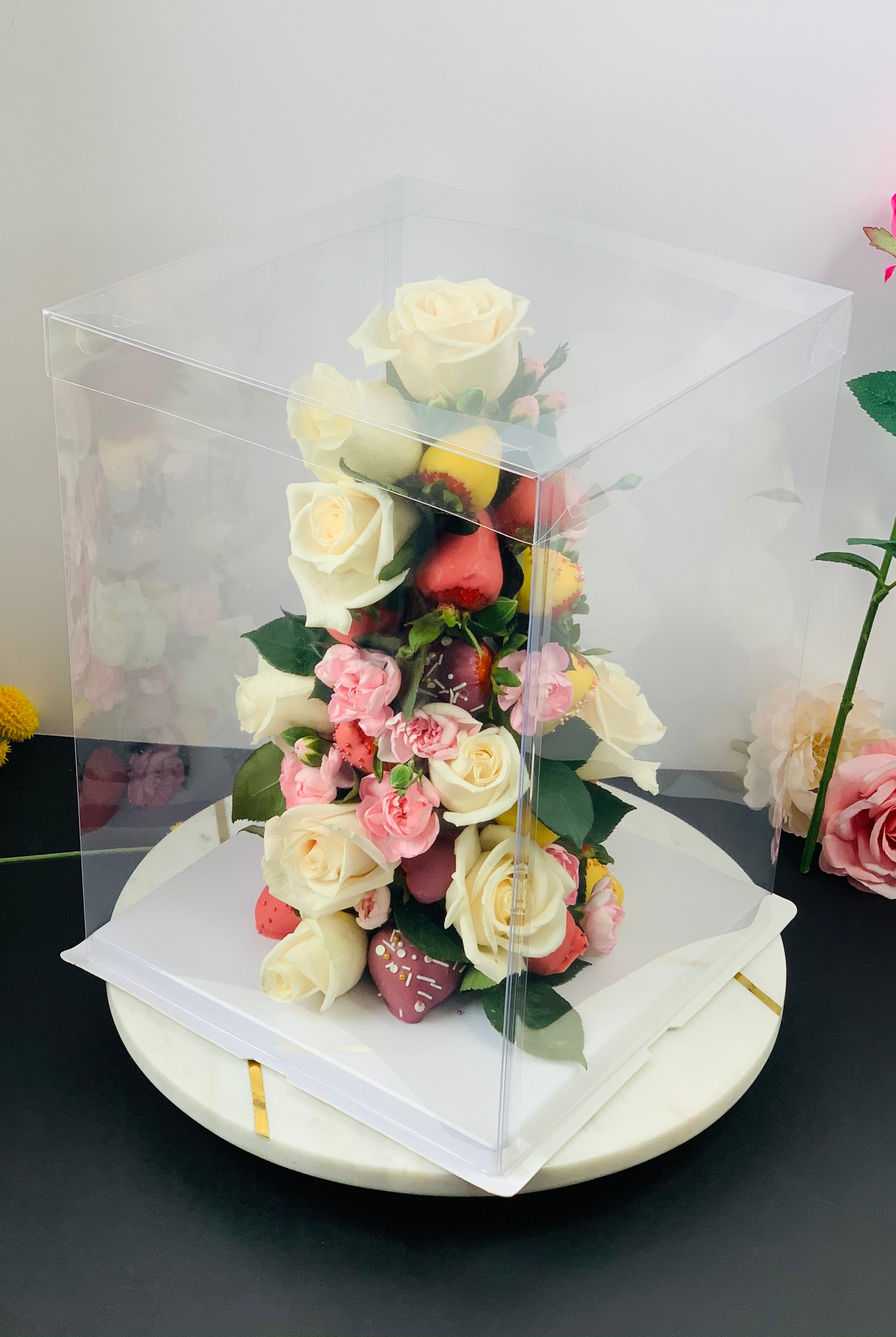 Extra Tall Clear Square Cake Box 10"L x 10"W x 12"H