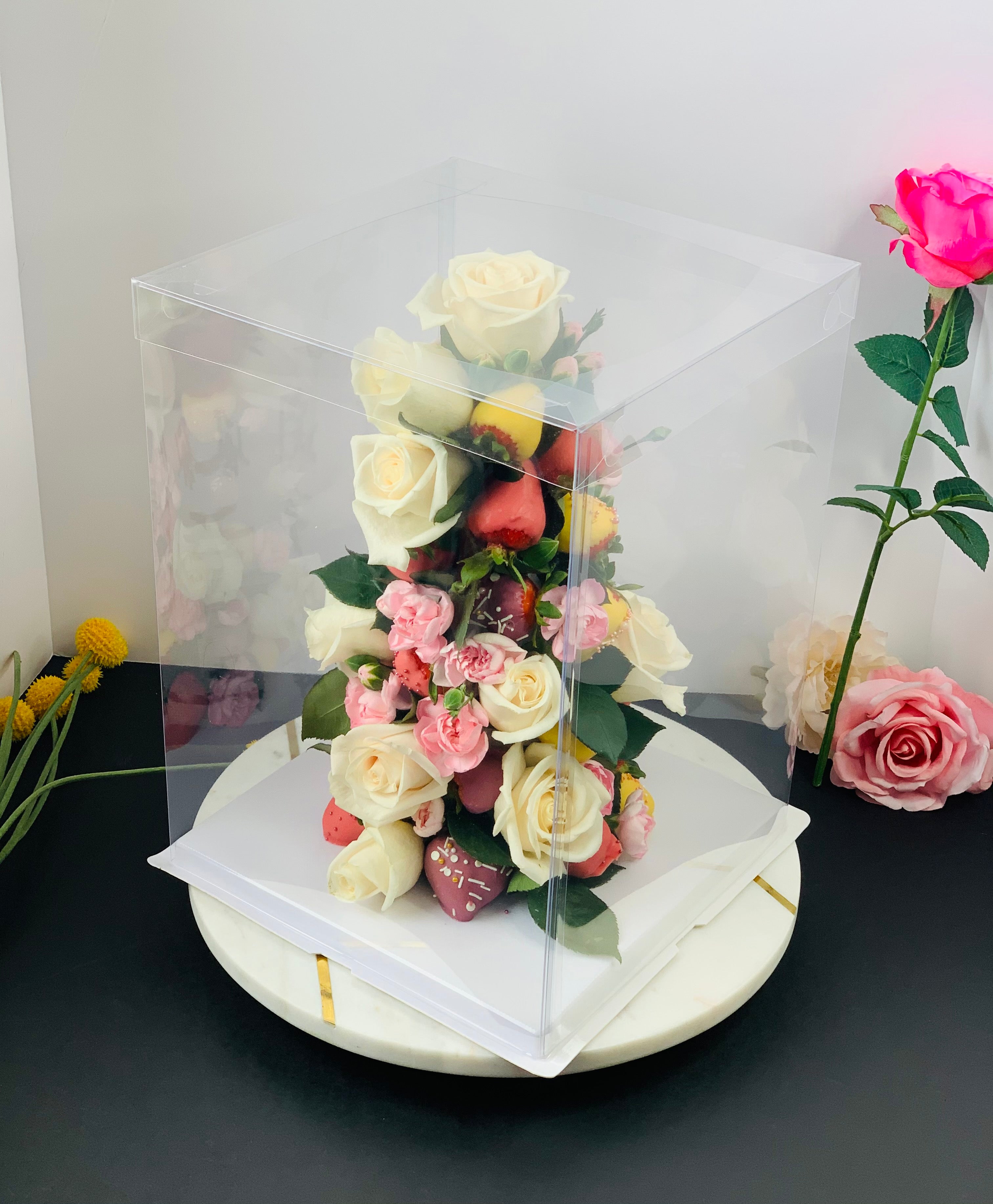 Extra Tall Clear Square Cake Box 10"L x 10"W x 12"H